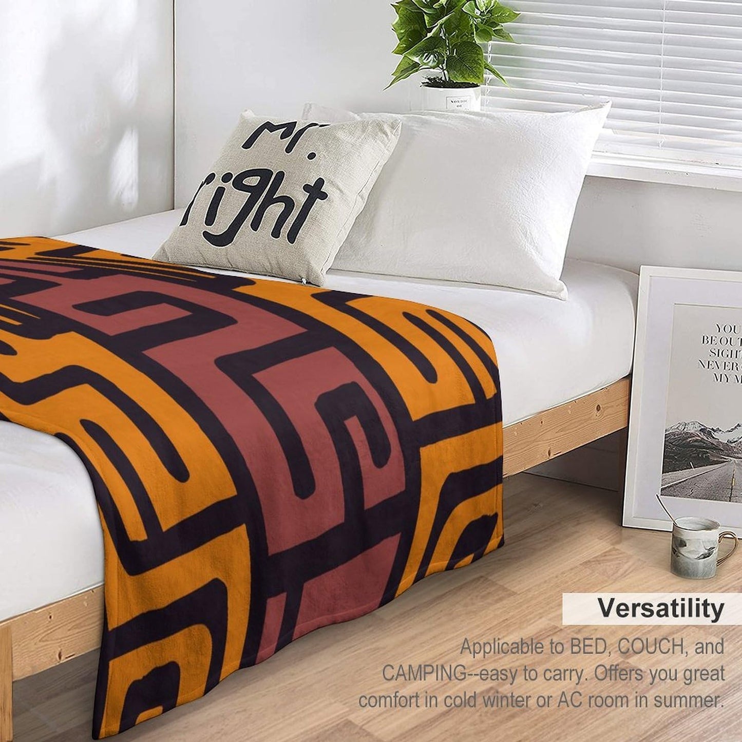 ZhiRain African Mudcloth Bohemian Pattern Throw Blanket Tribal Africa Ethnic Abstract Geometric Blanket for Sofa Bed Couch Chair Or Dorm 50"x60"