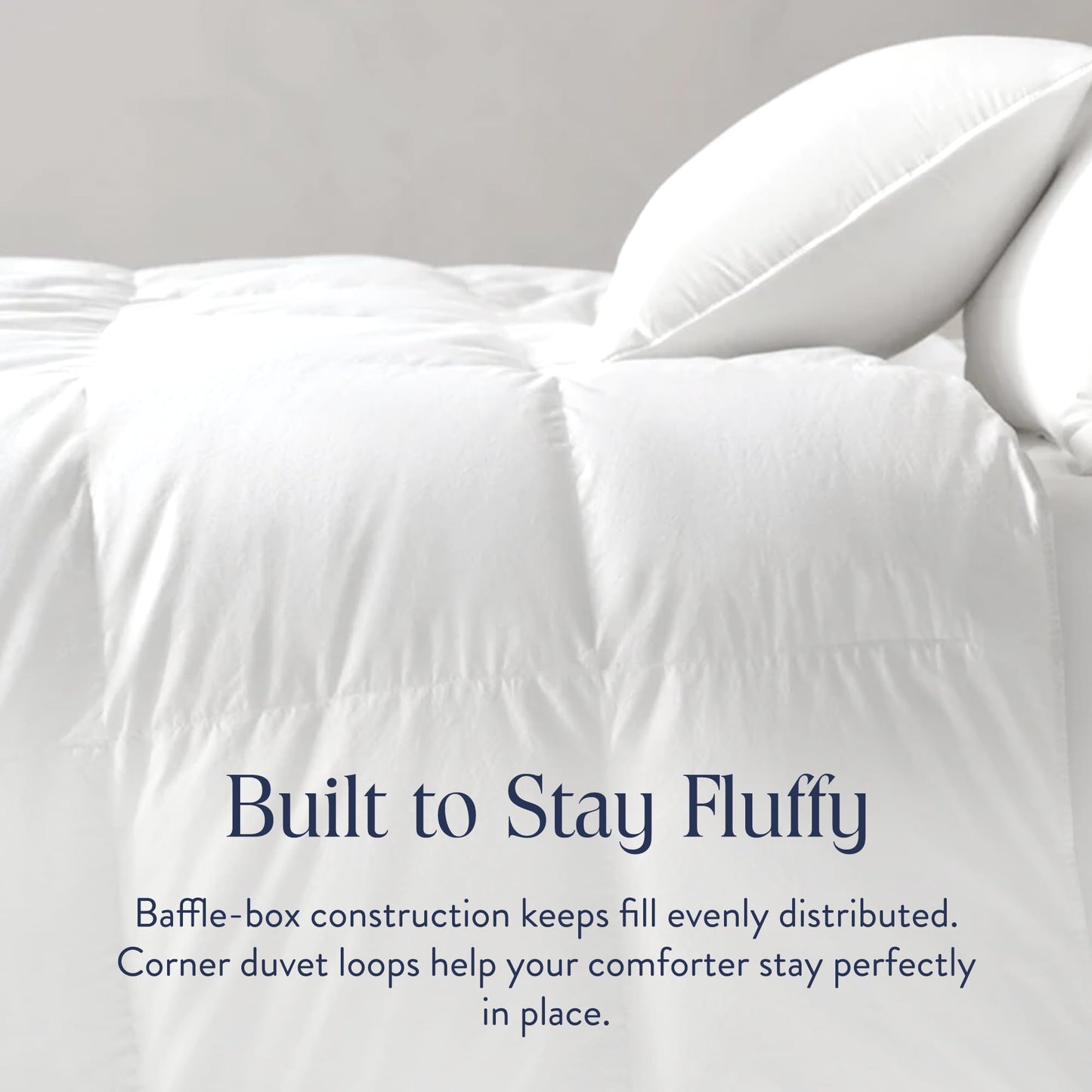 Brooklinen All-Season Canadian Down Comforter, Luxury Medium Warmth Duvet Insert, 100% Cotton Sateen Shell, Fluffy Year-Round Bedding, Baffle Box, Secure Duvet Loops - Full/Queen