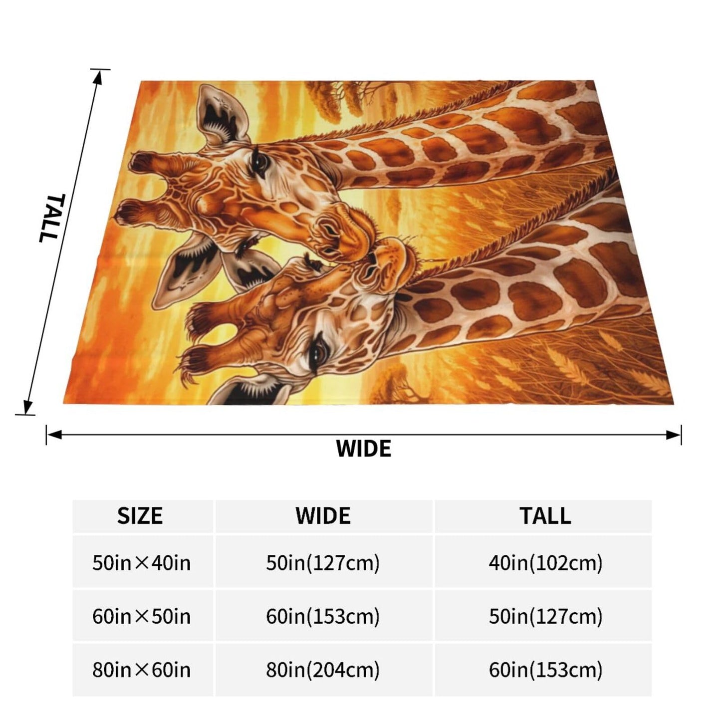 Cute Giraffe Blanket, Gifts for Women, Wildlife Soft Lightweight Throw Blankets for Kids, Travel Bed Living Room Decor, 50x60in