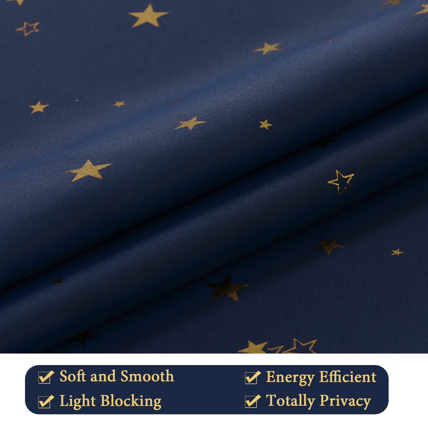 H.VERSAILTEX Blackout Star Curtains for Kids Room Boys Girls Twinkle Stars Thermal Insulated Cute Thick Soft Curtain Drapes, Grommet Top, 1 Panel, 52" W x 63" L, Navy/Bronze