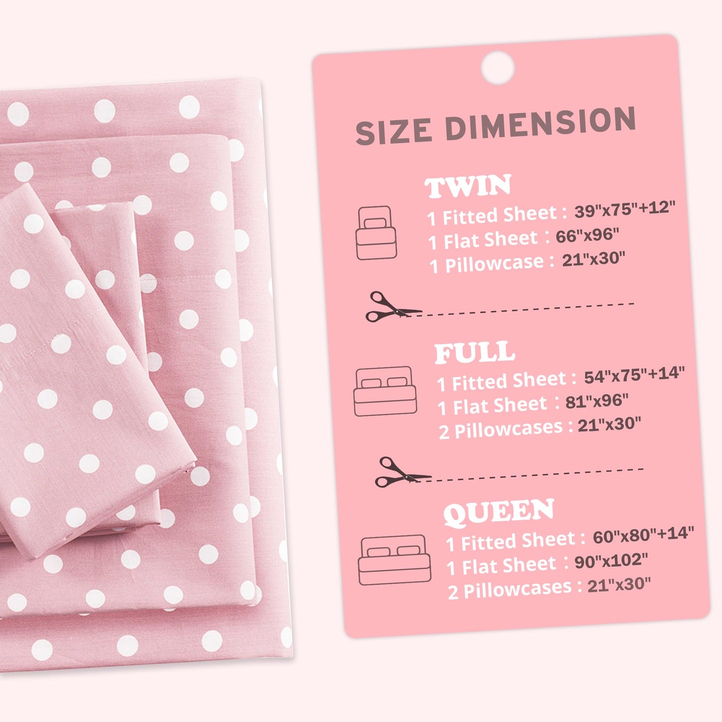 Intelligent Design Pink Queen Size Sheet Sets Kids Polka Dot Sheets for Girls 100% Cotton Percale Soft Flat and Fitted Sheet, Pillowcase, Breathable All Season Bed Set, Fits up to 14" Mattress