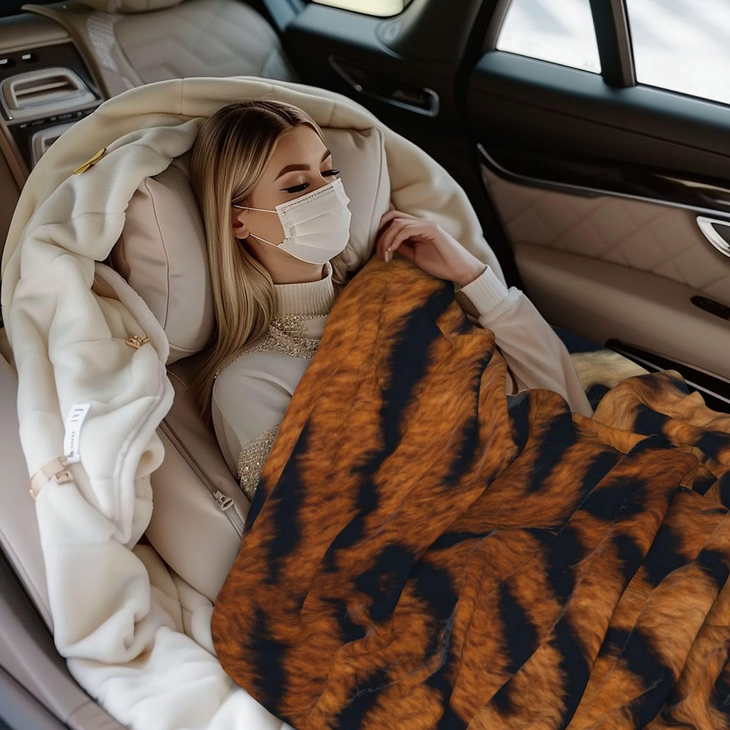 Gbuzozie Tiger Animal Texture Fleece Blanket Lightweight Ultra-Soft Throw Blanket for Sofa Couch Bed Camping Travel - Super Soft Cozy Microfiber Blanket 60"X50"