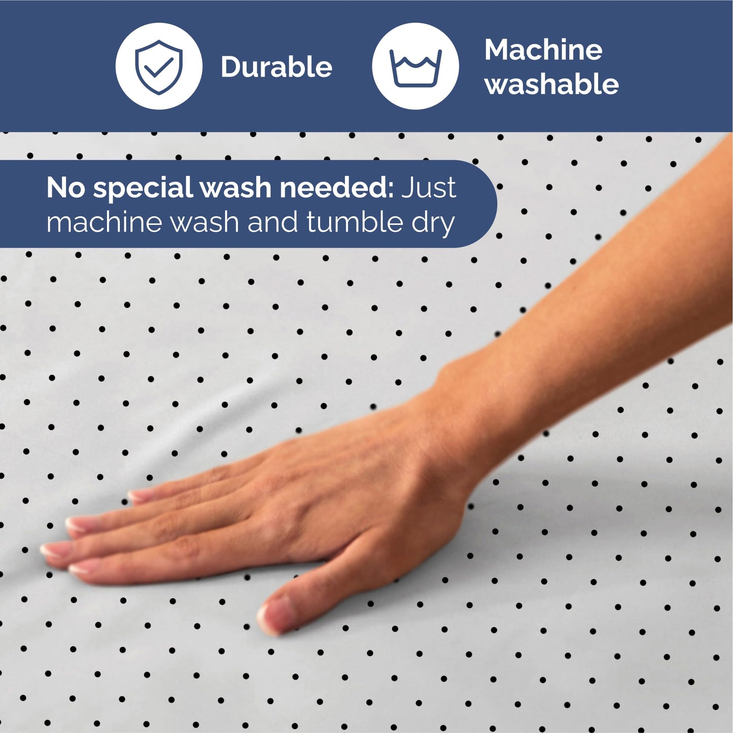 Blue Polka Dots Bed Sheet Set – 1 Flat & 1 Fitted Sheet & 2 Pillowcases w/ Deep Pockets – Polka Dot Bedding - Wrinkle & Fade Resistant - Soft, Breathable & Cooling - Comfy, Luxury Bed Set - Queen Size