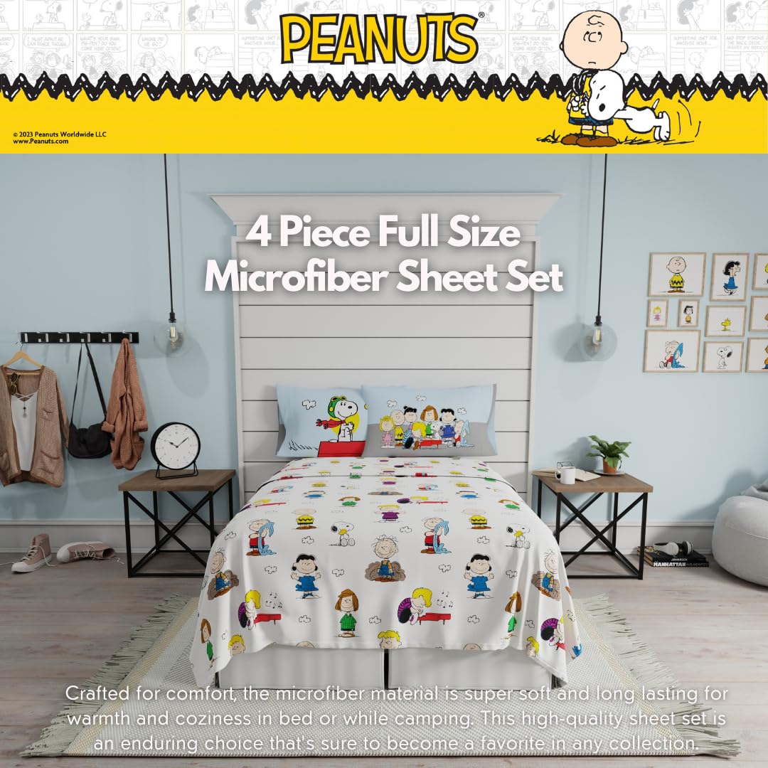 Collectibles Peanuts Snoopy Bedding Super Soft Cozy Microfiber 4 Piece Full Sheet Set, (Officially Licensed Product) By Franco