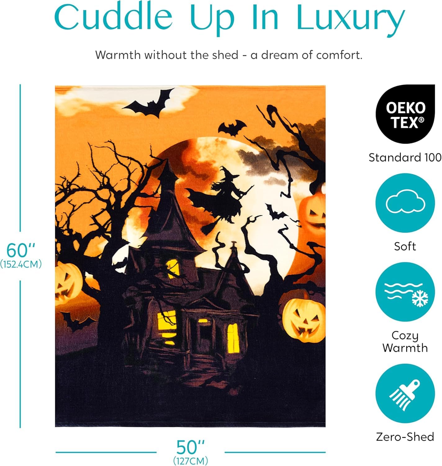 Halloween Throw Blanket Halloween Horror Witch Pumpkin Throw Blanket Couch Cozy Flannel Decoration for Party Bed Living Room Decor Gift