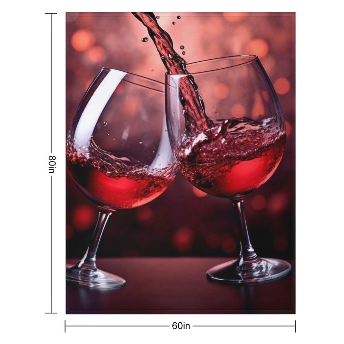 Vuiopuf Red Wine Glass Cheers Print Blanket Lightweight Wrinkle-Resistant for Cozy Lounging, Picnics, Yoga, Decor Gifting
