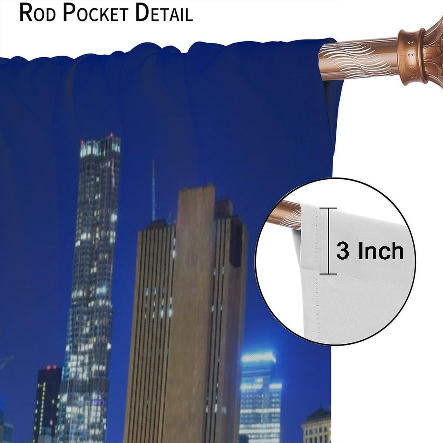 YSWOW City Landscape Blackout Curtains New York City Manhattan Night Skyscrapers Art Printed Window Drapes for Bedroom Living Room Decor Fabric 2 Panels 42x45 Inch 30% Shading Rate