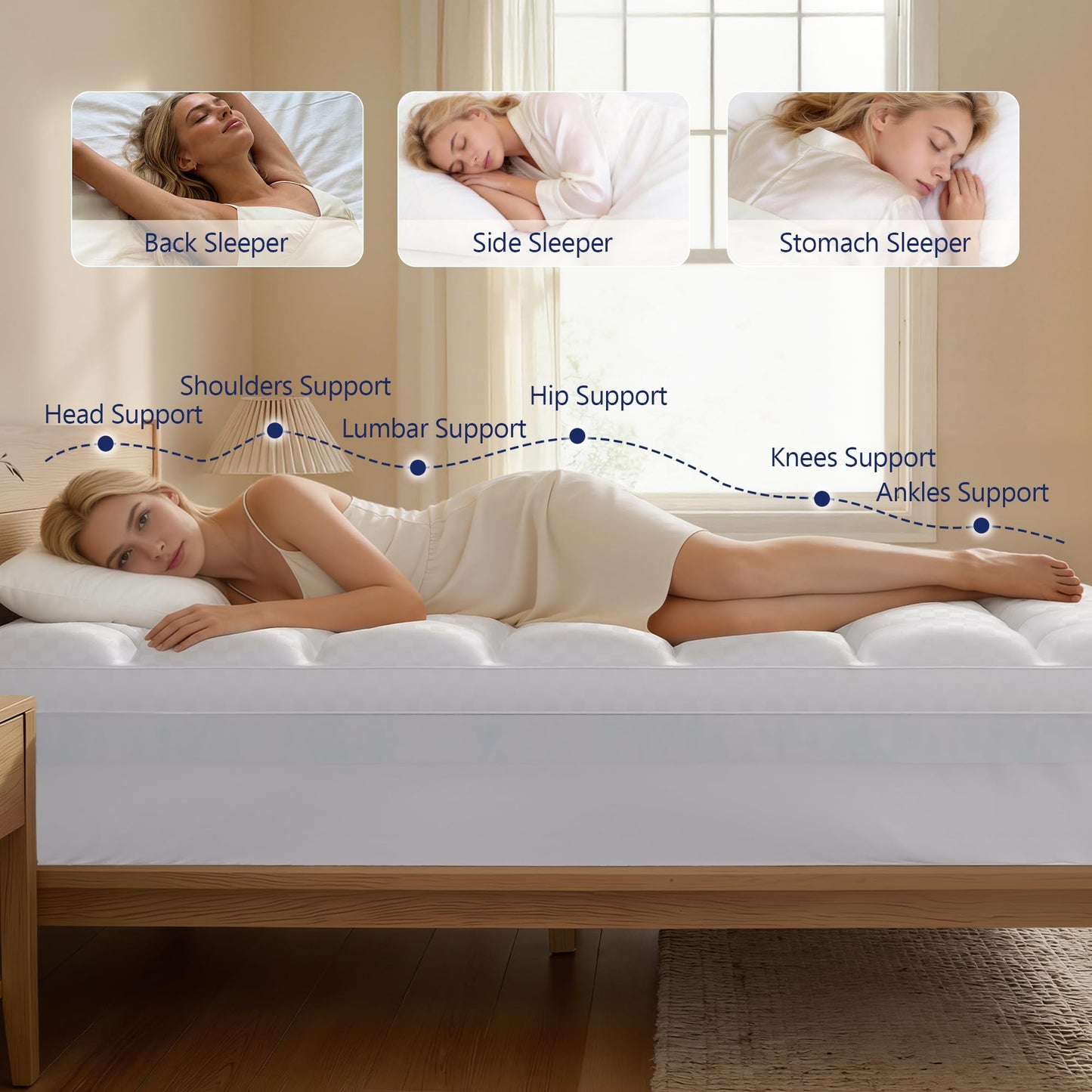 Vine Voice Dual Layer 4 Inch Memory Foam Mattress Topper Twin XL for College Dorm, 2 Inch Cooling Gel Memory Foam and 2 Inch Down Alternative Pillow Top Mattress Pad Cover 8-24 Inch Deep Pocket