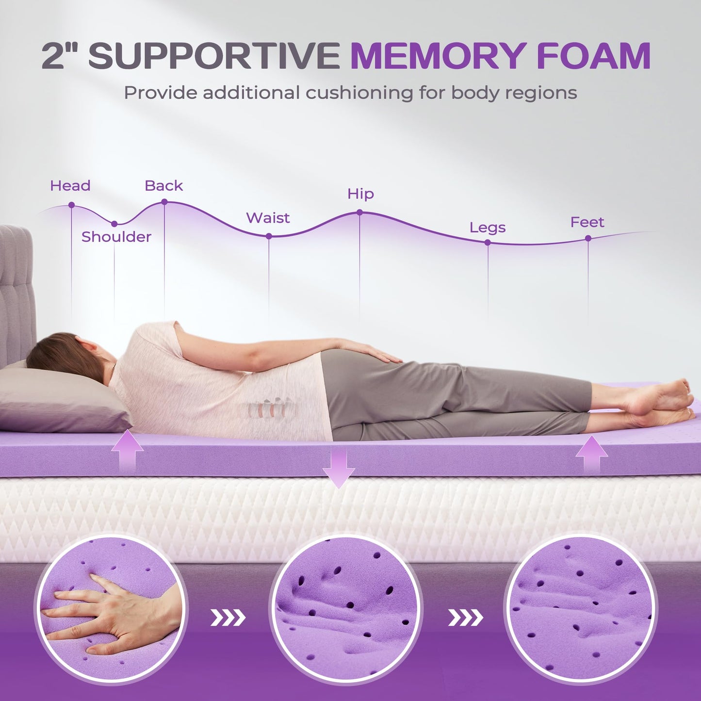 SINWEEK Dual Layer 5 Inch Memory Foam Mattress Topper Queen Size, 2 Inch Gel Memory Foam Plus 3 Inch 1450 GSM Down Alternative Quilted Pillow Top Mattress Pad Cover, Dark Gray