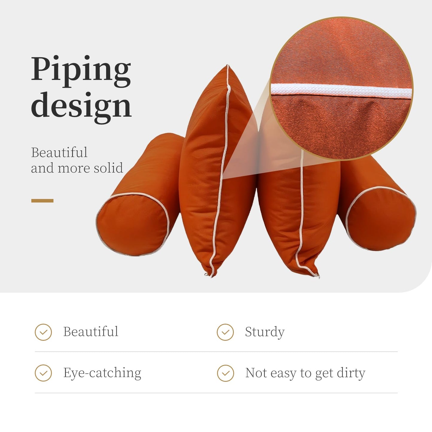 ZOALXZNT Outdoor Daybed Cushion Cover Twin,Daybed Mattress Bolster Pillow Fitted Sheet Cover,Twin Size Outdoor Daybed Cushion Covers (Spice Orange, 75 * 39 * 6in)