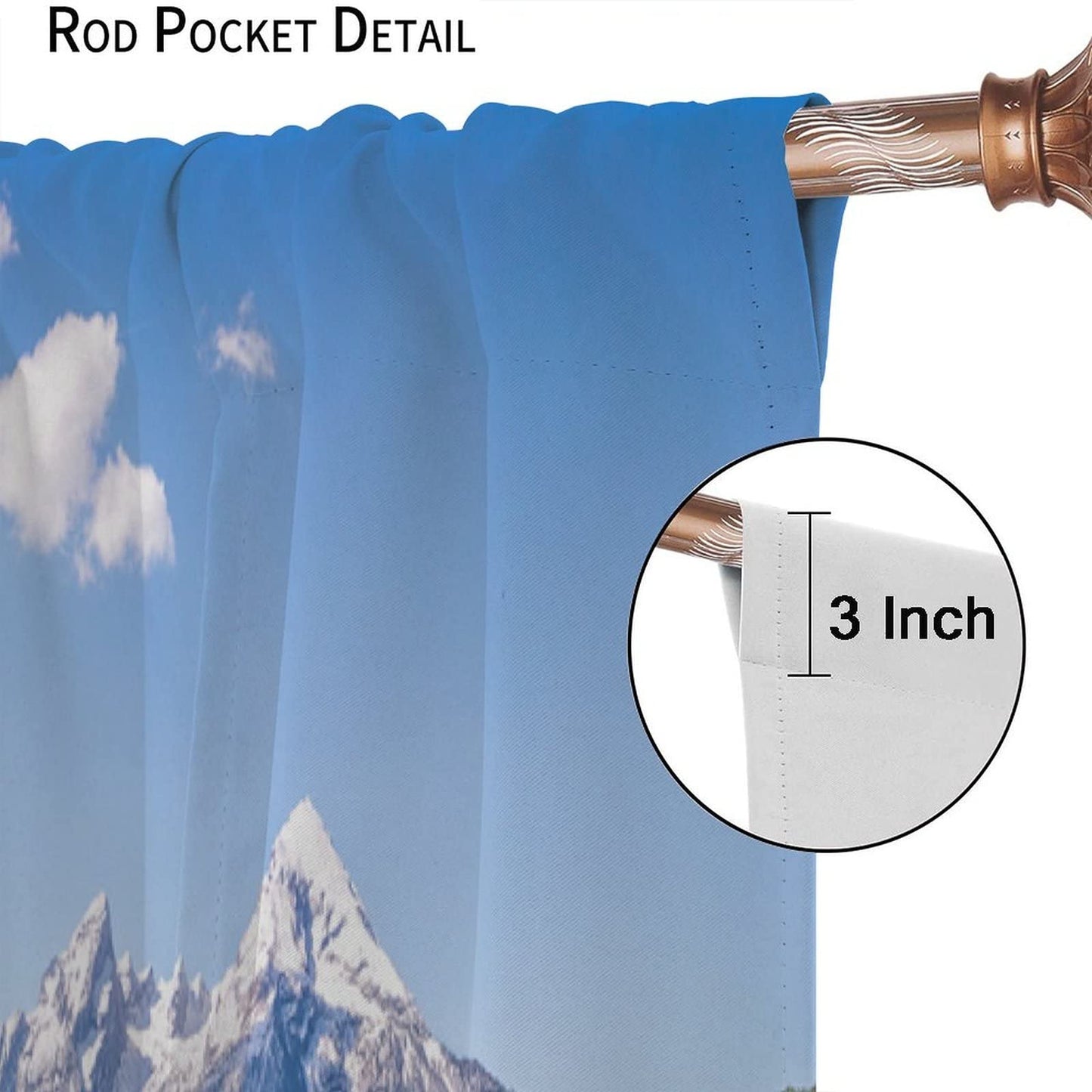 Lake Deocr Curtain, Nature Mountain Scenic Beautiful Blue Sky White Cloud House Grassland Landscapes Home Decor Windows Rod Pocket Curtains for Bedroom Kitchen Cafe Office Drapes 42x45in