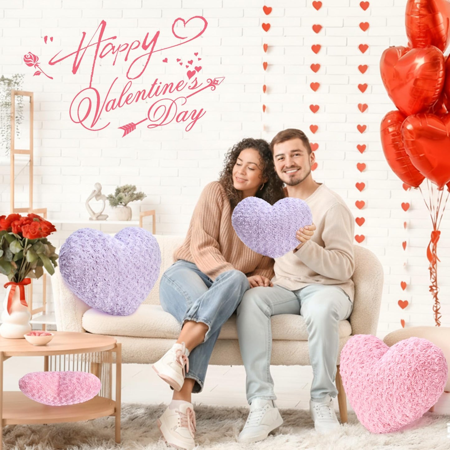 IREMATE Heart Pillow Purple Throw Pillows, Soft Fluffy Decorative Pillows for Bed Couch Chair, Cute Heart Shaped Room Decor Gifts for Valentine Anniversary Birthday Mothers Christmas (Small, 13"x10")