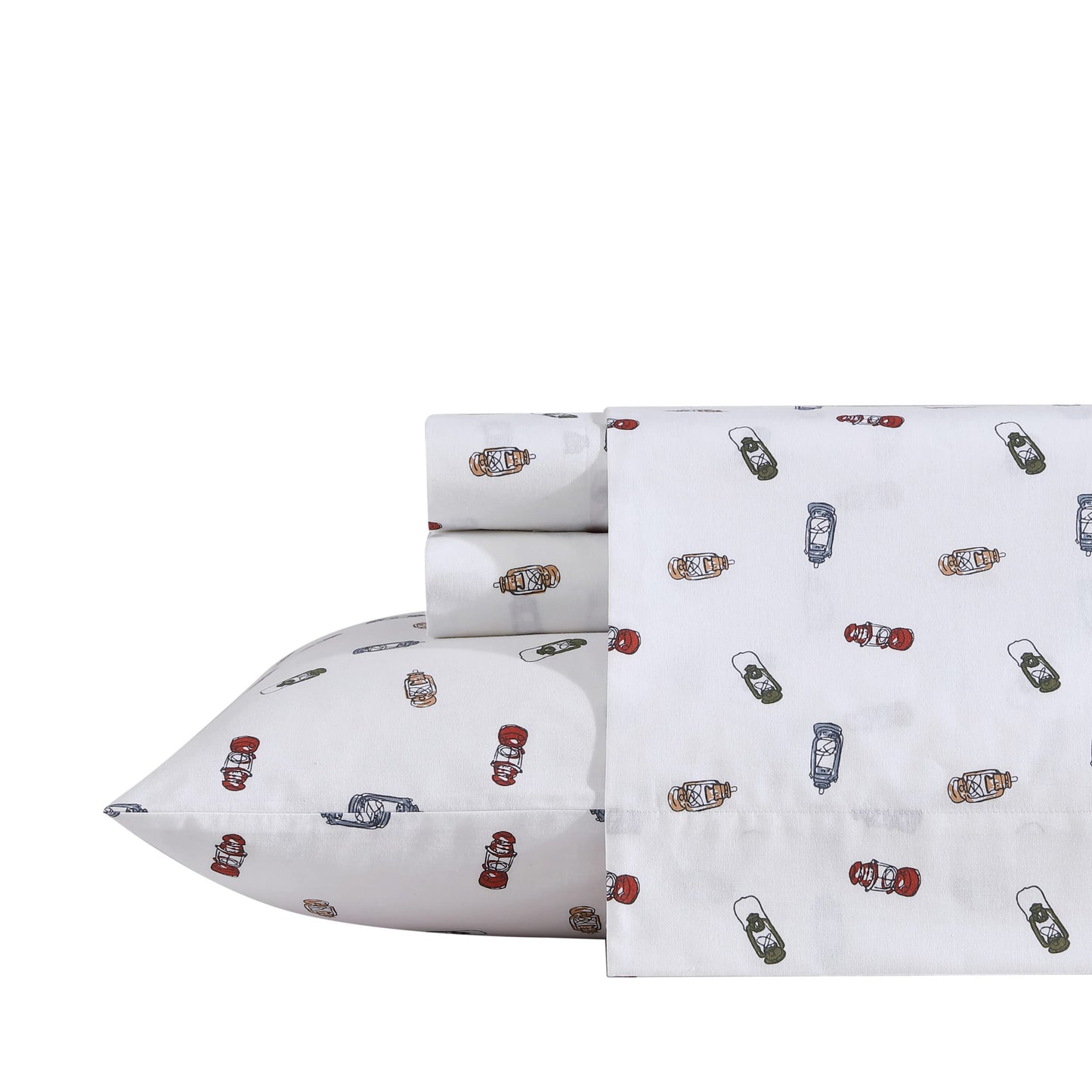 Eddie Bauer- Twin Sheet Set, Cotton Percale Bed Sheets, Crisp & Cool, Dorm Room Essentials (Explore Lantern White, Twin)