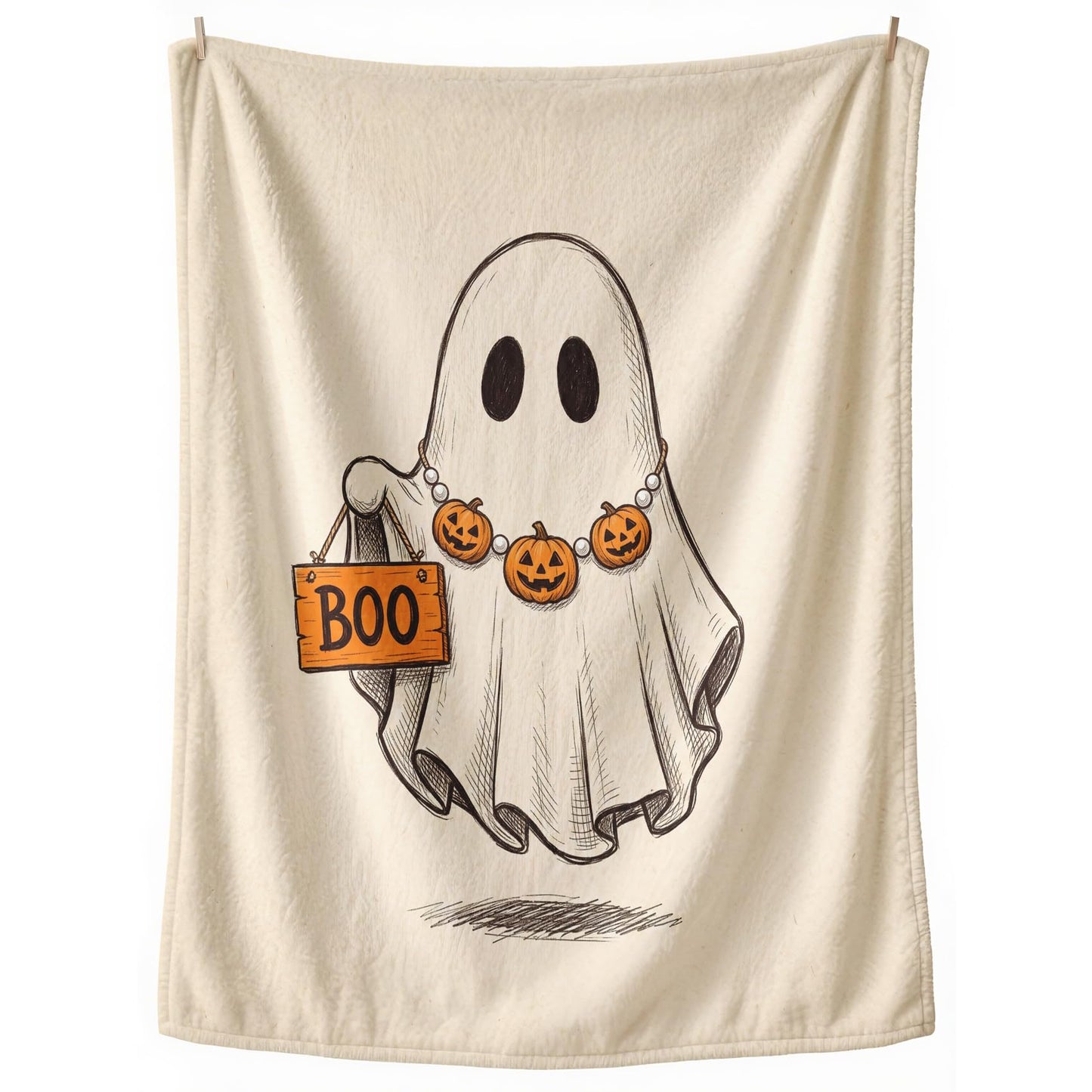 GEDAEUBA Ghost Gifts for Kids - Halloween Pumpkin Boo Fleece Blanket Throw, Soft Cozy Blankets & Throws for Couch, Bed, and Sofa, 50x60 inches