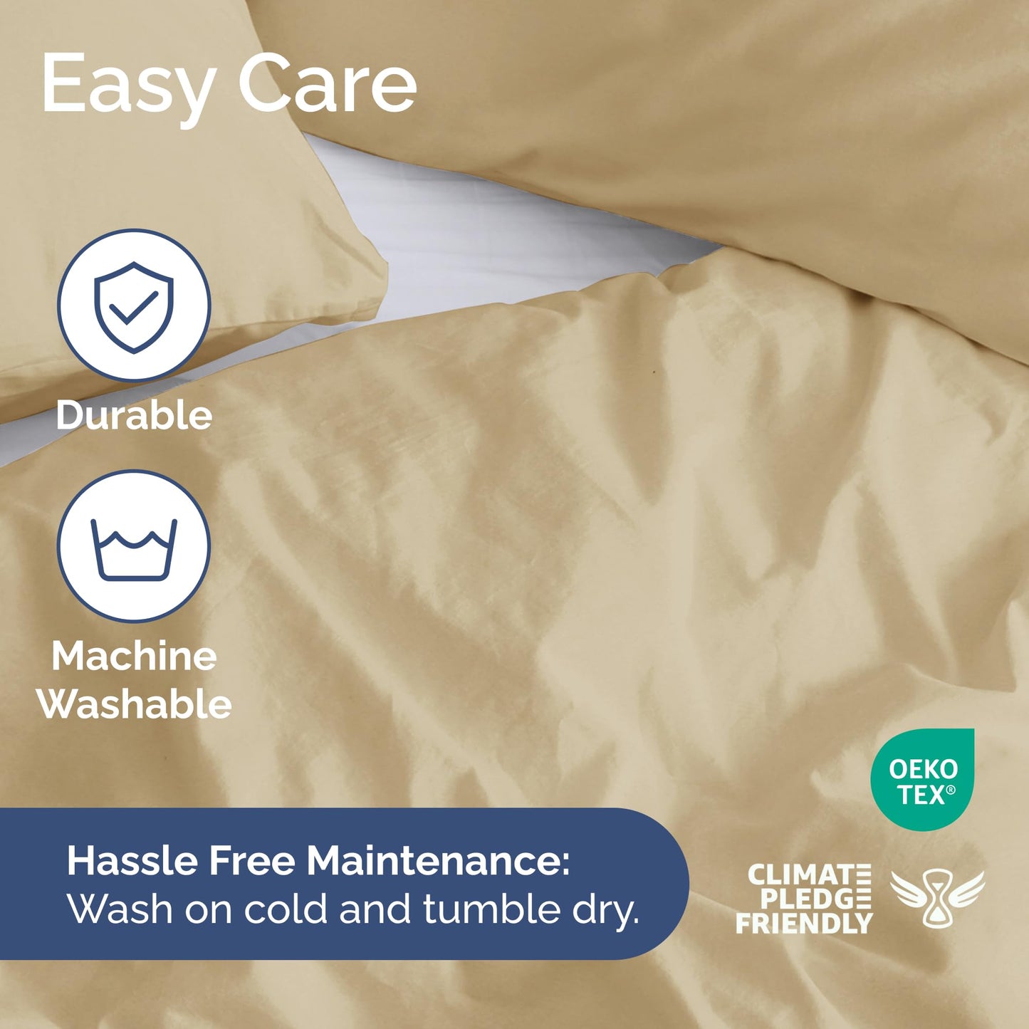 Duvet Cover Queen Size Set - Extra Soft Queen Duvet Cover 90" x 90" with 2 Pillow Shams - Hotel Luxury, Easy Care and Fade Free w/ Zipper Closures & Ties - All Season, Comfy, Cozy & Breathable (Beige)