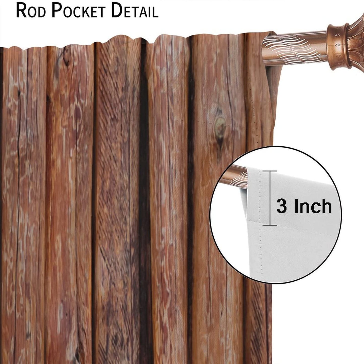 Rustic Wooden Kitchen Curtain,Vintage Old Brown Wood Countryside Theme Room Darkening Window Curtain Drapes for Living Room Bedroom Bathroom Dining Room W42xL45in