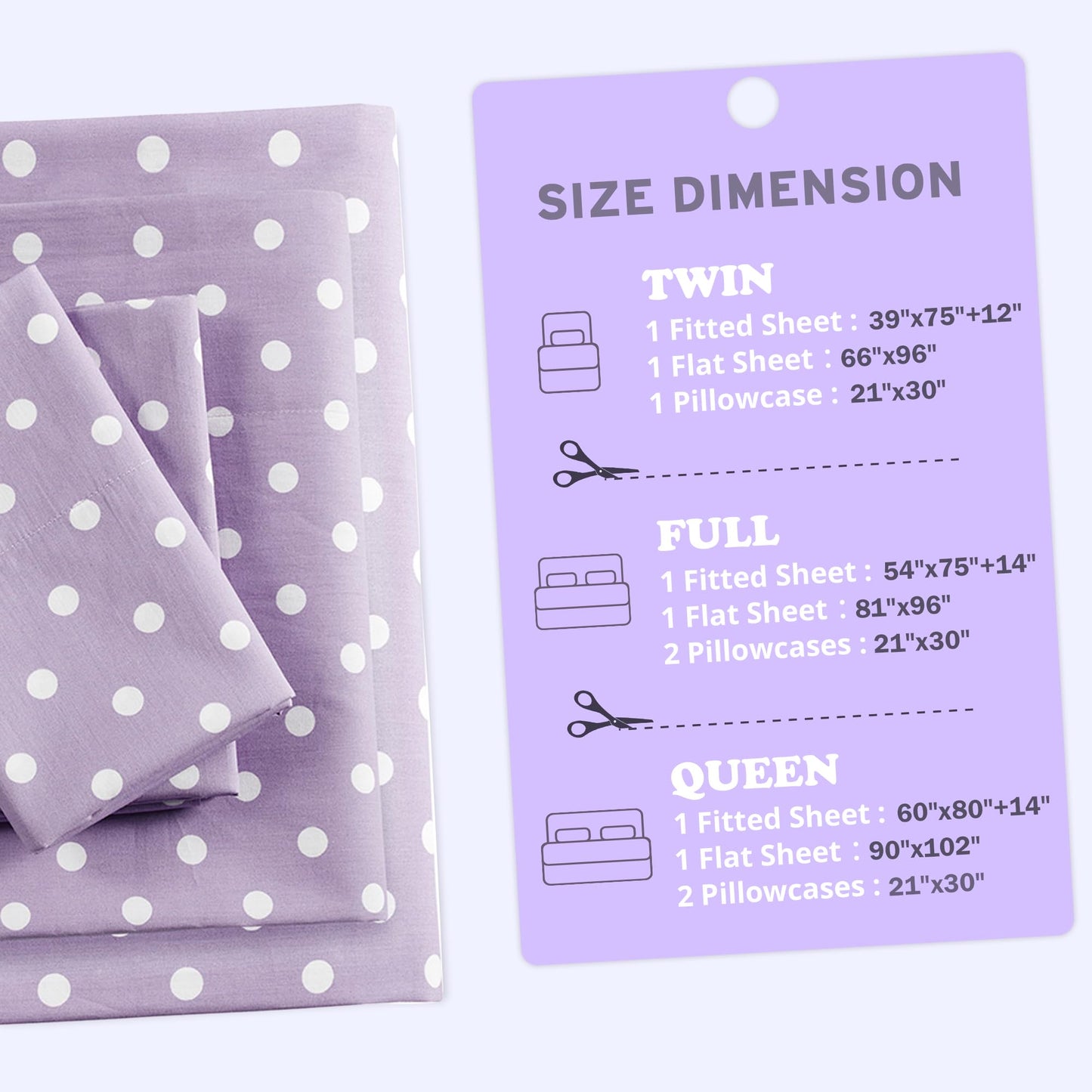 Intelligent Design Purple Twin Size Sheet Sets Kids Polka Dot Sheets for Girls 100% Cotton Percale Soft Flat and Fitted Sheet, Pillowcase, Breathable All Season Bed Set, Fits up to 14" Mattress