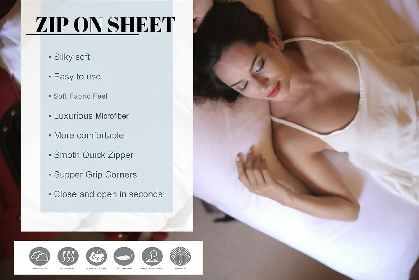 Zip On Sheets Full XL Size Zipper Sheets - Includes 1 Fitted Base + 2 Zip On Sheet - Upto 16” Inch Deep Pockets - Easy to Use, Won’t Pop Off - Soft Microfiber Full XL Size 54X80 - Teal