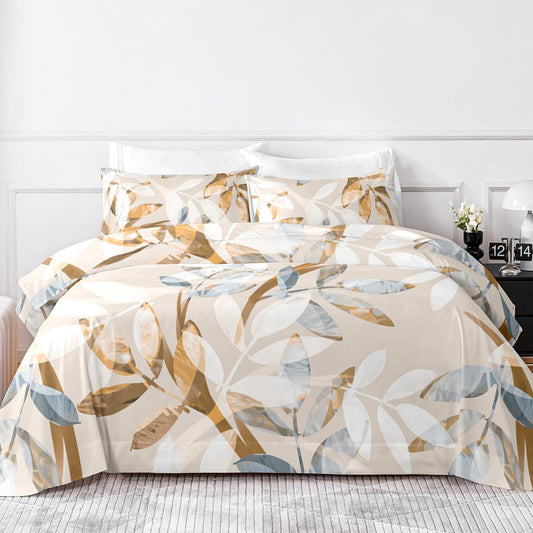 HCORA Floral Queen Sheet Set, Luxury 1800TC Hotel Quality Double Brushed Microfiber Deep Pocket Bed Sheets, Ultra Soft, Breathable and Cooling, 4PC, Queen Size