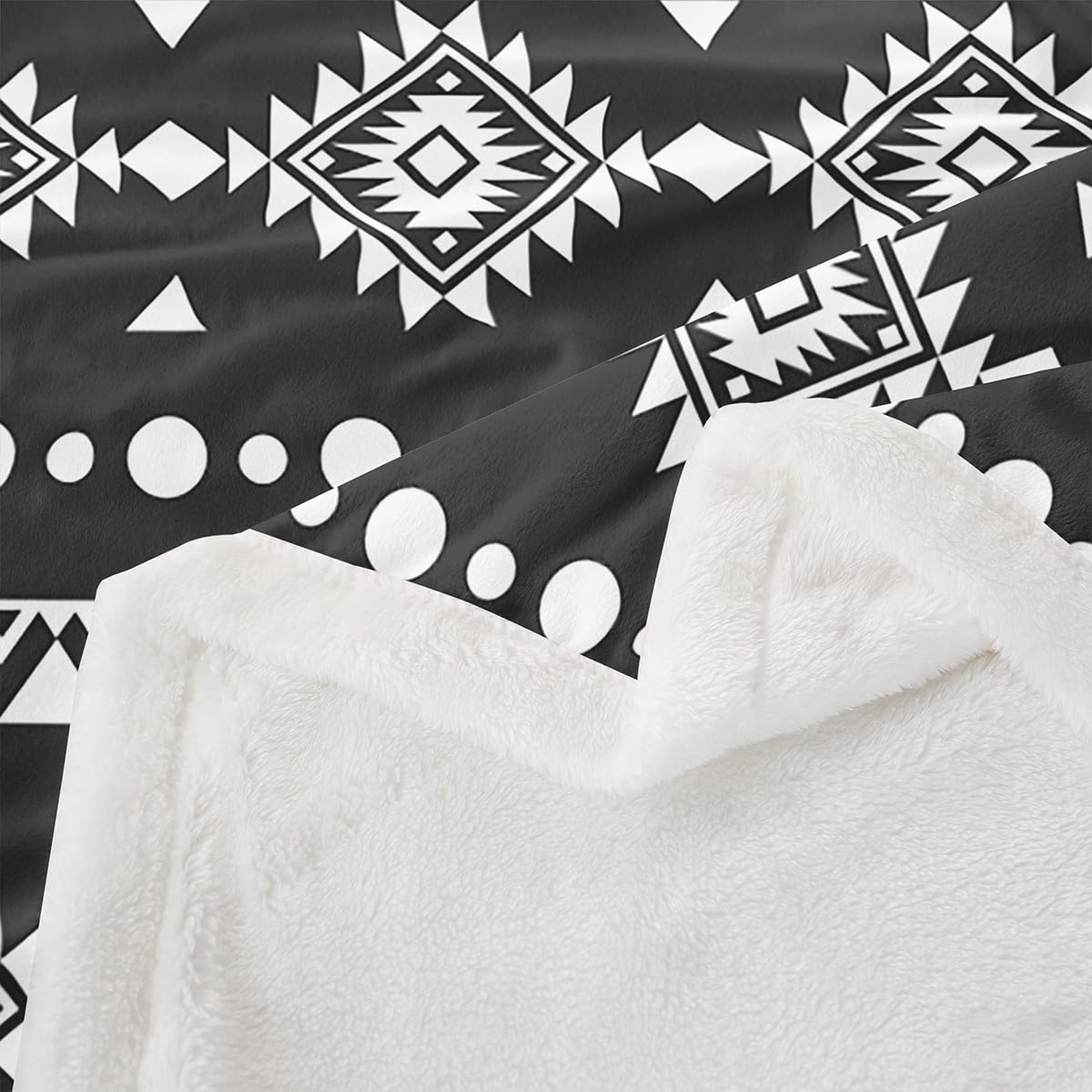 Erosebridal Twin Size Bohemian Aztec Sherpa Blanket, Western Decor Fleece Blanket for Girls Boys Women Men, Southwestern Farmhouse Fuzzy Plush Throw, Geometric Exotic Tribal Decor for Sofa Couch