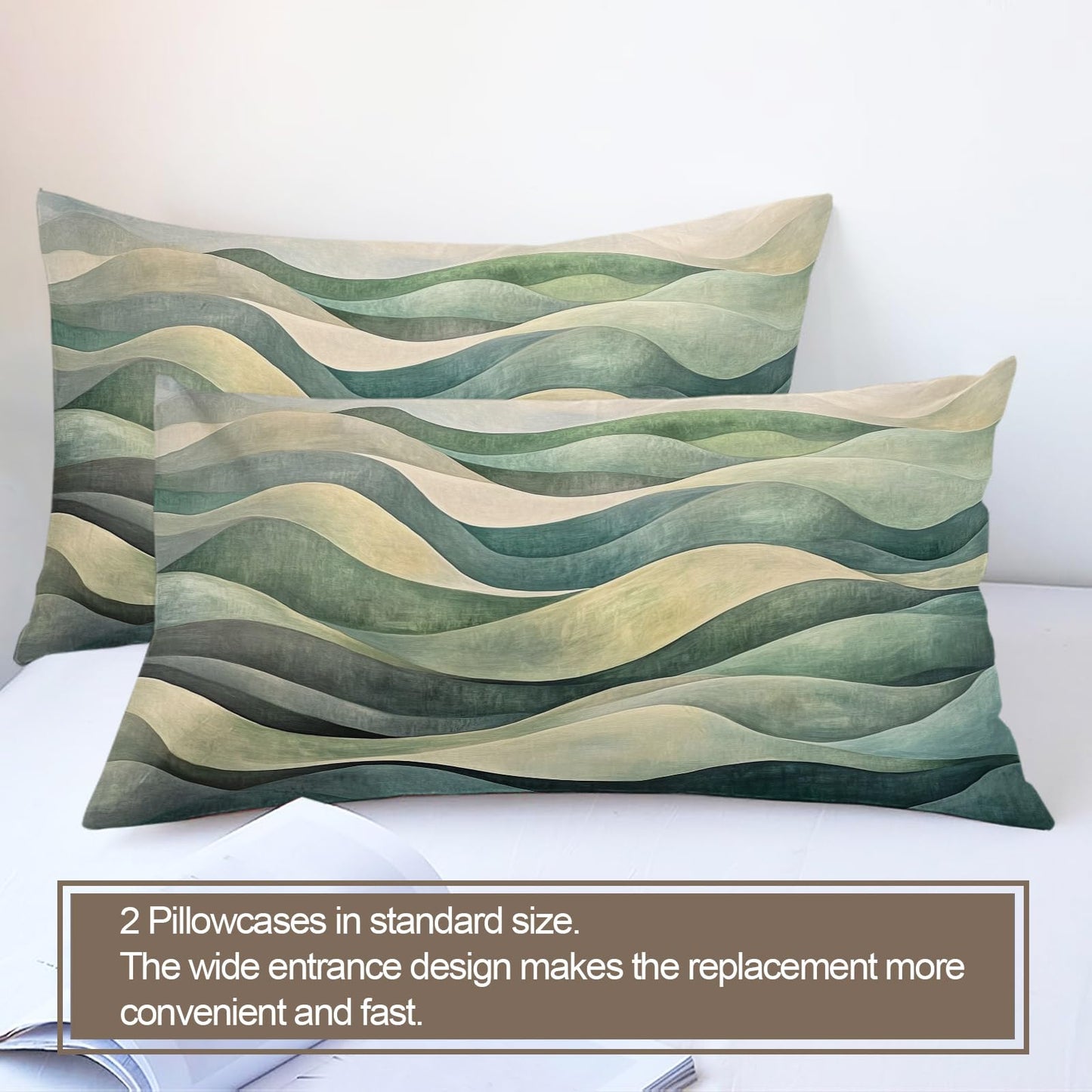 PAISUOQ Abstract Duvet Cover Full Size, Wavy Stripes Bedding, 3 Piece, Soft Microfiber Patterned Comforter Cover with Zipper Ties & 2 Pillowcase, Teal Bedroom Decor & Gifts