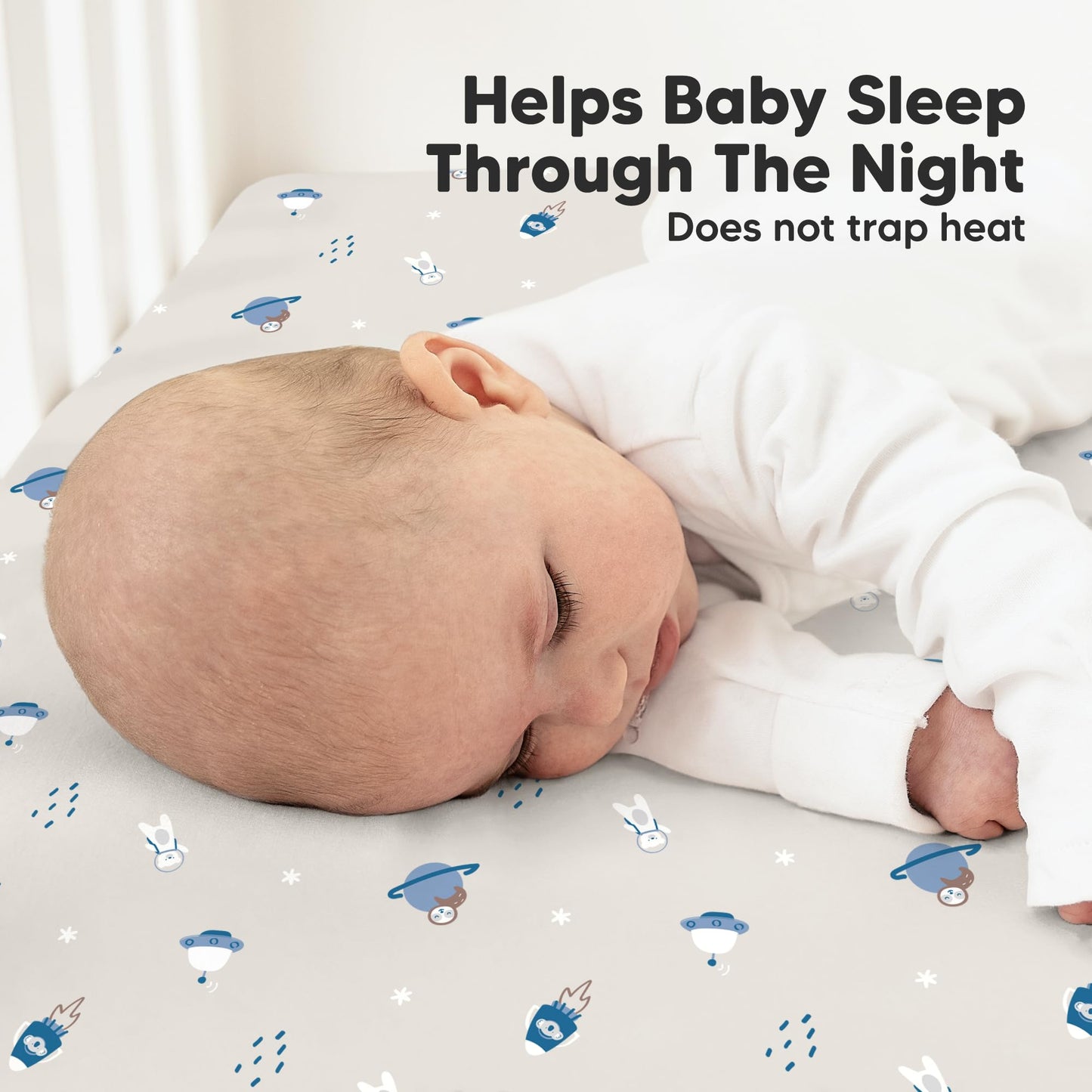 KeaBabies 2-Pack Organic Cotton Crib Sheets for Boys, Girls - 52x28 Fitted Crib Mattress Sheet Neutral, Breathable Cover for Baby Bed Set, Toddler Mattress, Soft & Cute Prints (Cosmo)