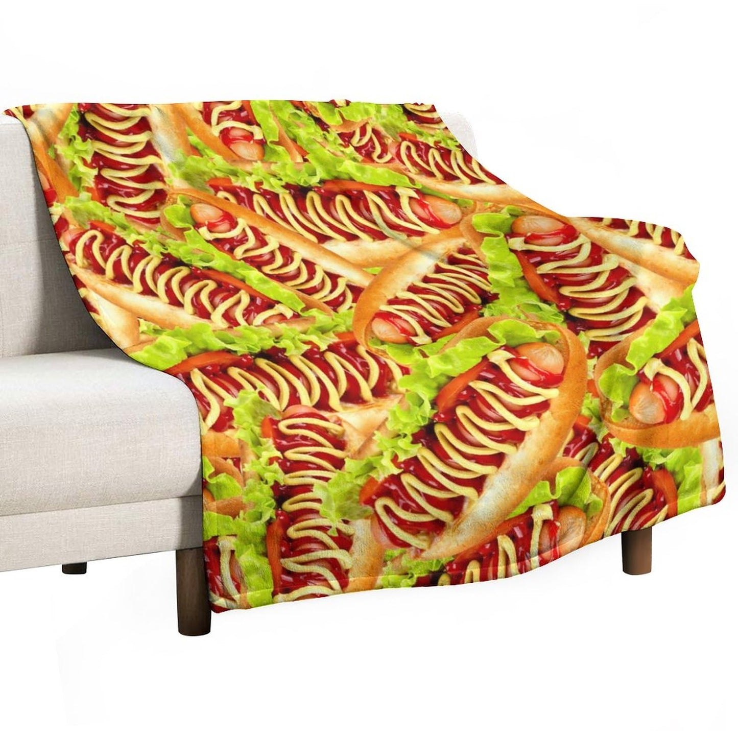 Throw Blanket for Teens Boys Girls and Adults Soft Warm Cozy Funny Food Midweight Flannel Blankets for Couch Sofa Bed Camping Travel Home Decor 50" X 60" (Hot Dog, Custom)