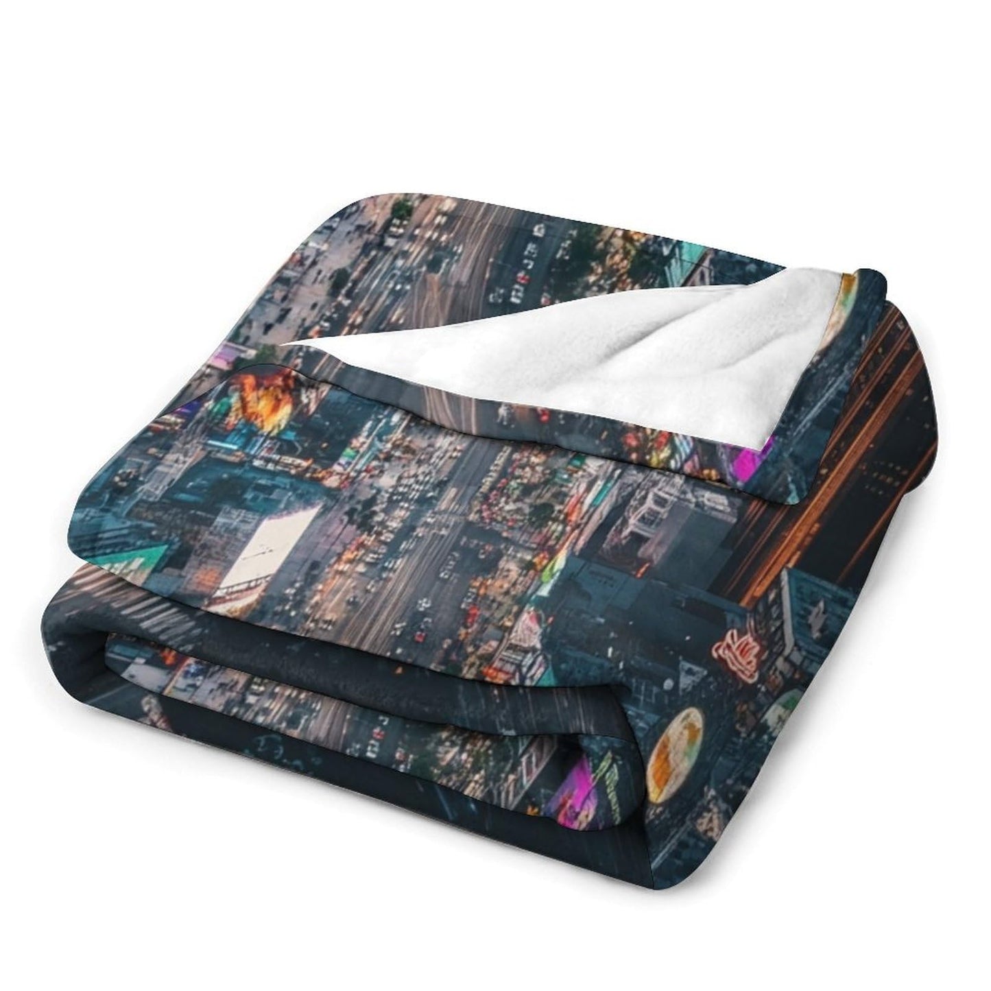 HDESDIS City Skyline Sunset Flannel Throw Blanket, Soft Cozy Warm Fleece Urban Scenic Night Landscape Blanket for Couch Sofa Bed, 50x60 Inch