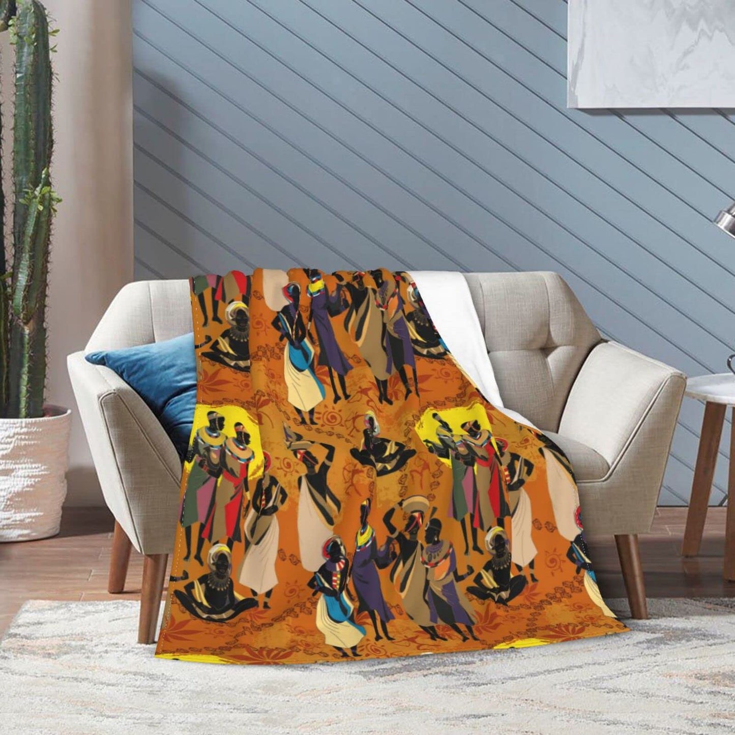 Abucaky Black Women Fleece Throw Blanket Ultra Soft Cozy Ethnic African American Decorative Flannel Blanket for Home Bed Couch Chair Travel 50x40in