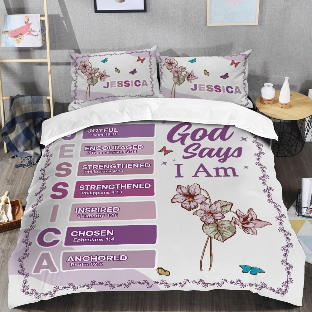 ONPRINTS Christian Bedding Set – Inspirational Bible Verse Comforter – Religious Bedding for Women, Faith Gift for Mom, Daughter, Sister, Birthday & Religious Gifts (God Says I am #1)