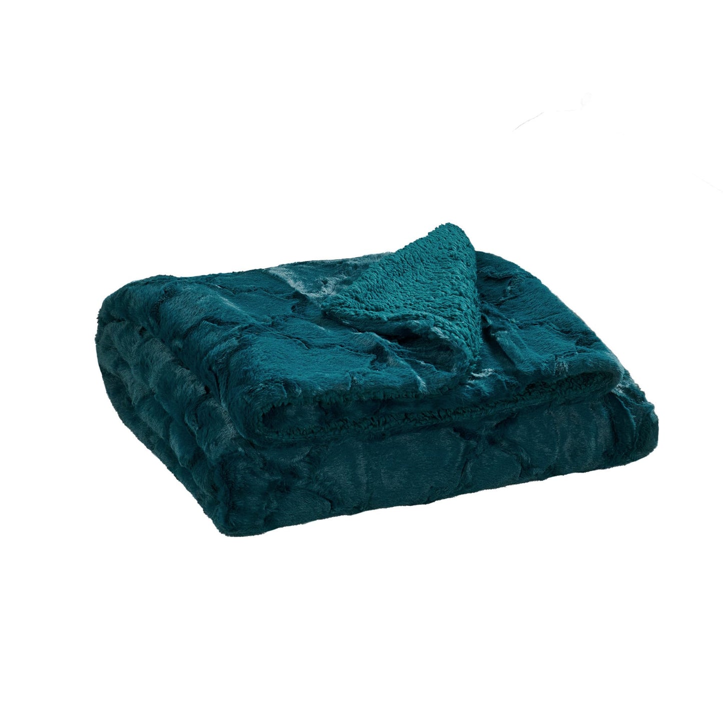 Home Soft Things Brushed Faux Fur Throw with Sherpa Backing, 50" x 60'', Dark Teal Soft Fluffy Lightweight Luxury Throw for All Seasons Home Décor