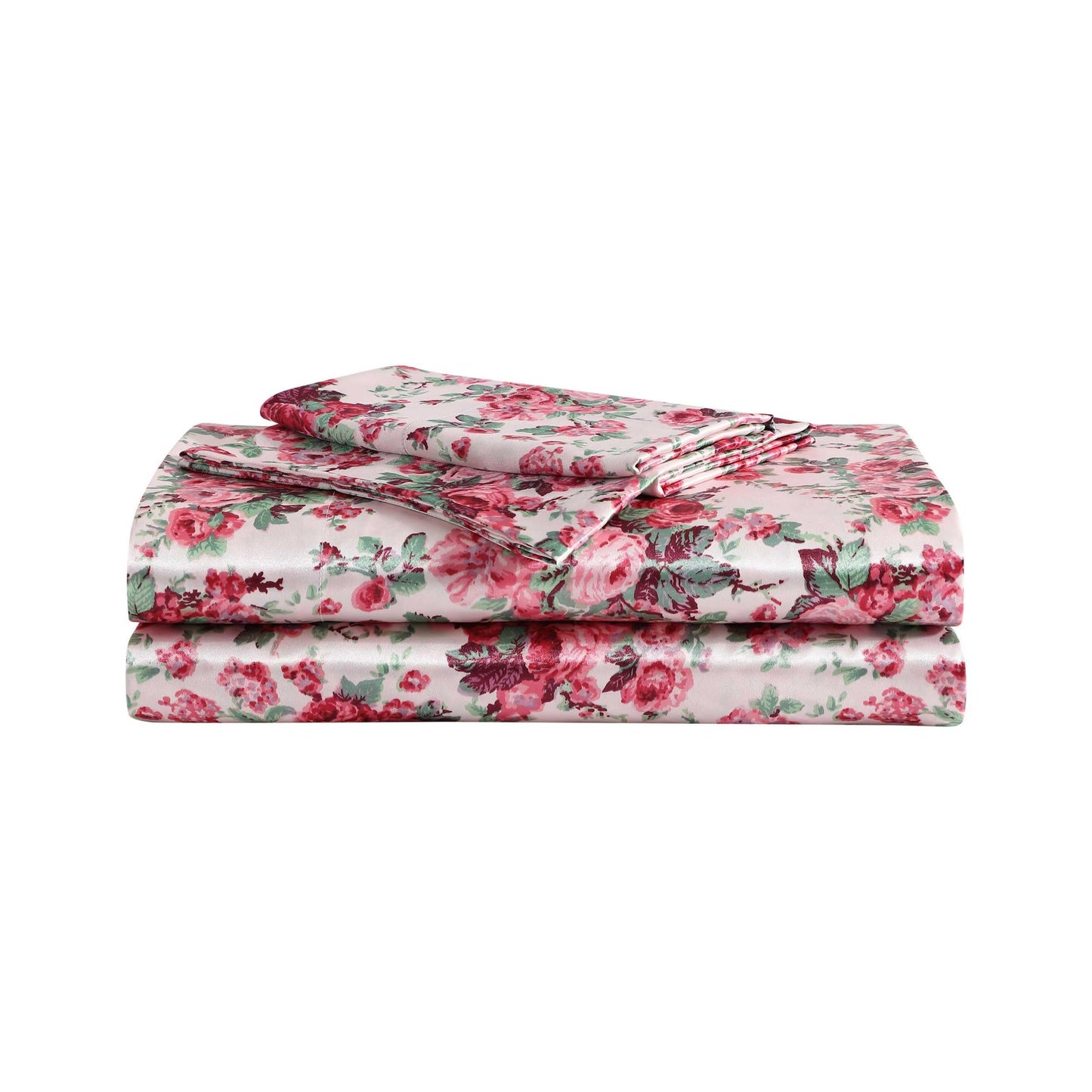 Betsey Johnson - King Bed Sheets, Satin Bedding Set with Matching Pillowcases, Wrinkle & Fade Resistant, Silky Smooth for Healthy Hair (Vintage Floral Pink)