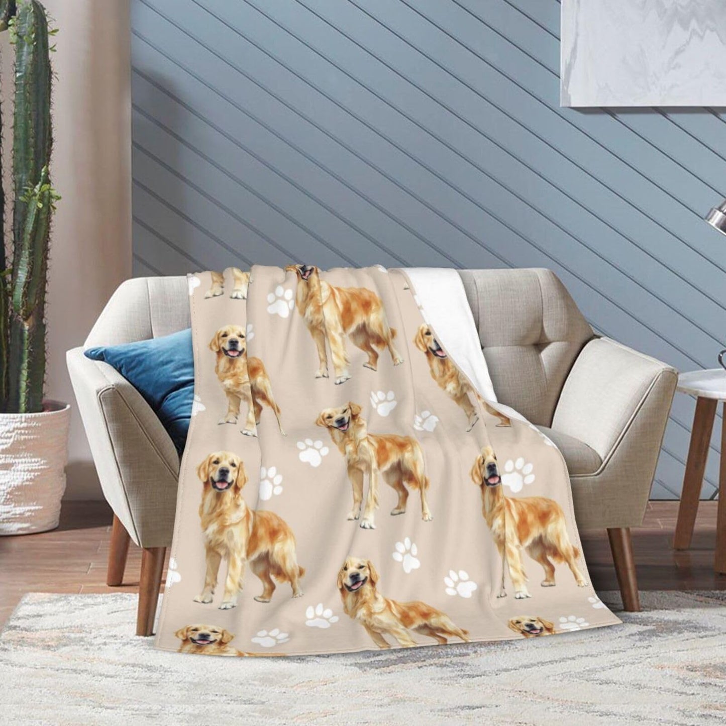 Golden Retriever Dog Throw Blanket Golden Retriever Dog Lover Flannel Blankets Fuzzy Plush Super Soft Cozy Warm Decor Gifts for Boys Girls Kids Adults Men Women 40" x 50"
