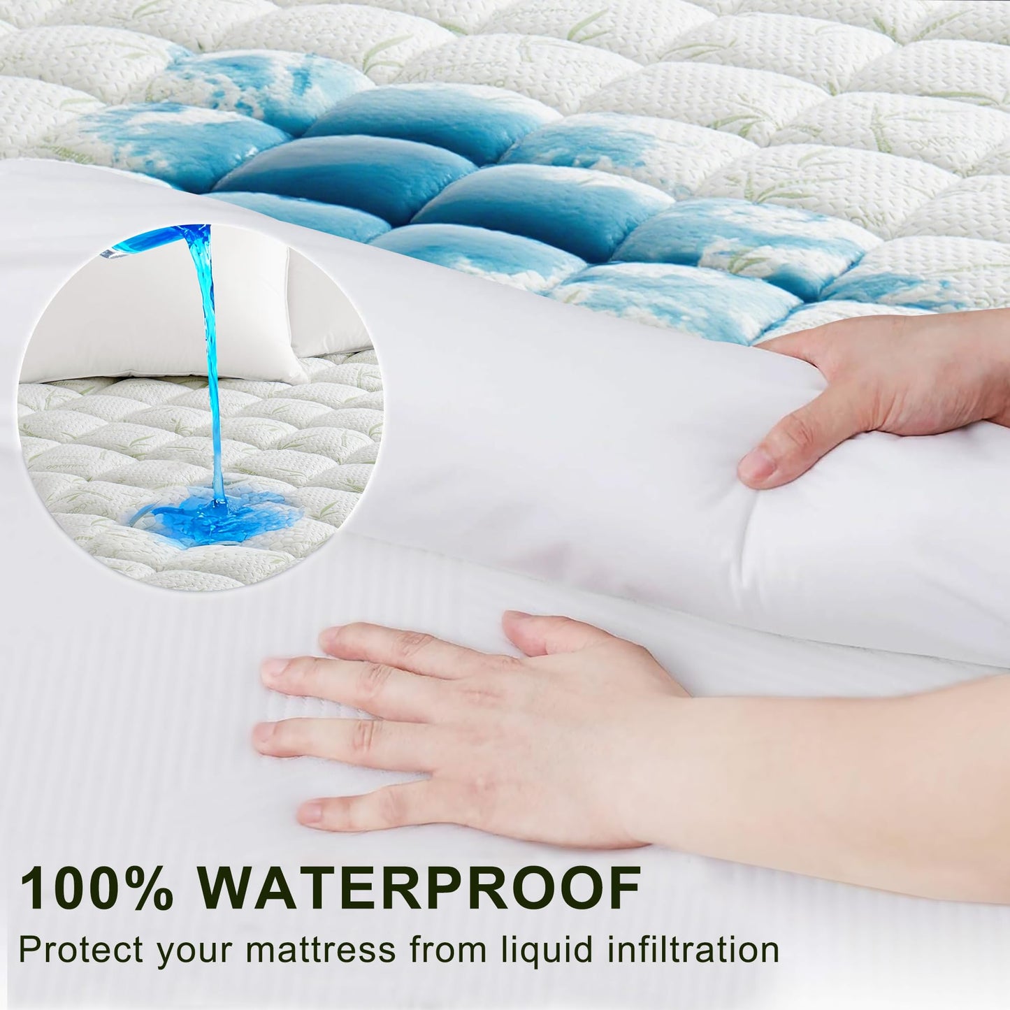 100% Waterproof Mattress Protector Breathable Bamboo Viscose Mattress Cover, Soft Noiseless Padded Deep Pocket 8-21” Fitted & Supportive, Naturally Cooling for Hot Sleepers,King Size (78"x80")