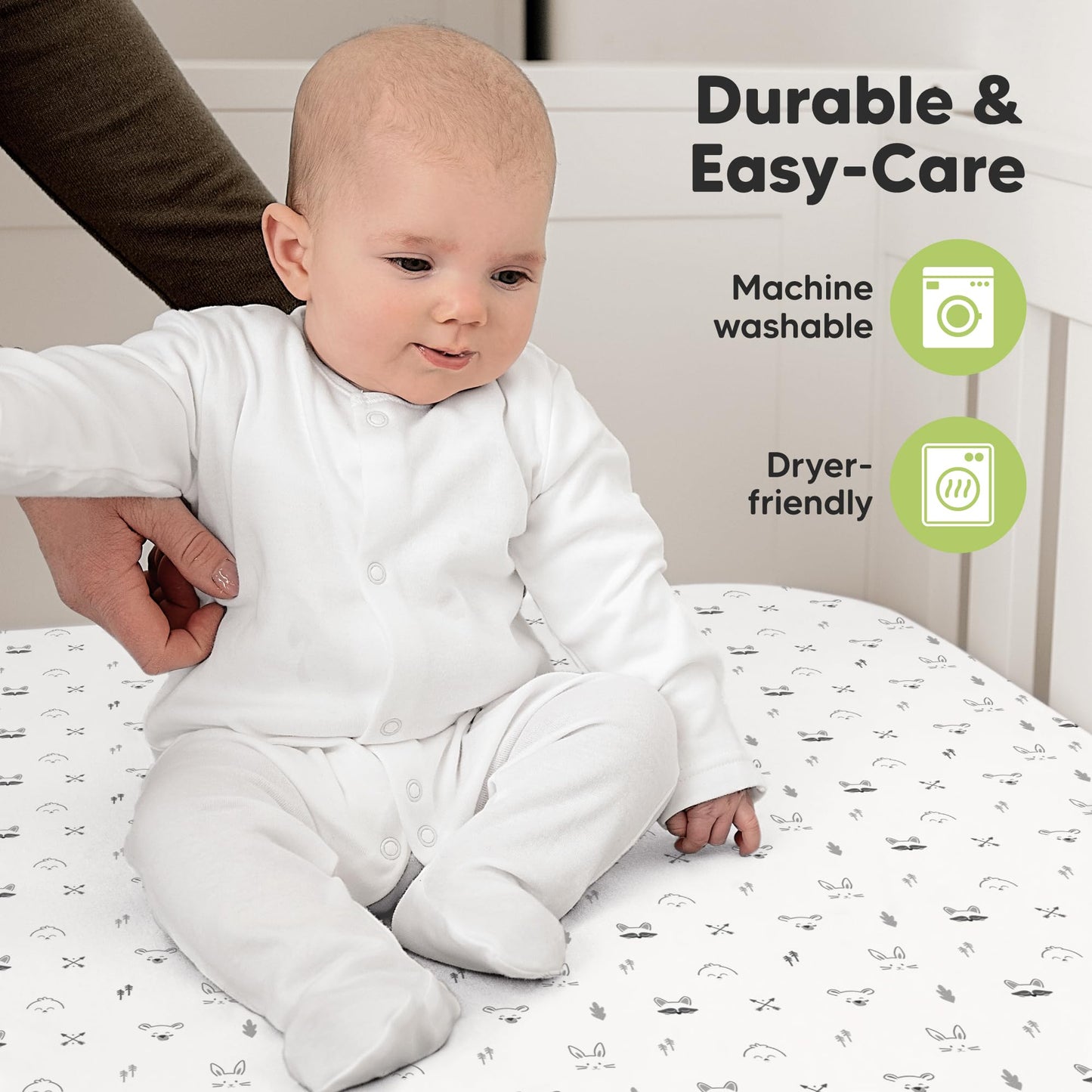 KeaBabies 2-Pack Organic Cotton Crib Sheets for Boys, Girls - 52x28 Fitted Crib Mattress Sheet Neutral, Breathable Cover for Baby Bed Set, Toddler Mattress, Soft & Cute Prints (Nordic)