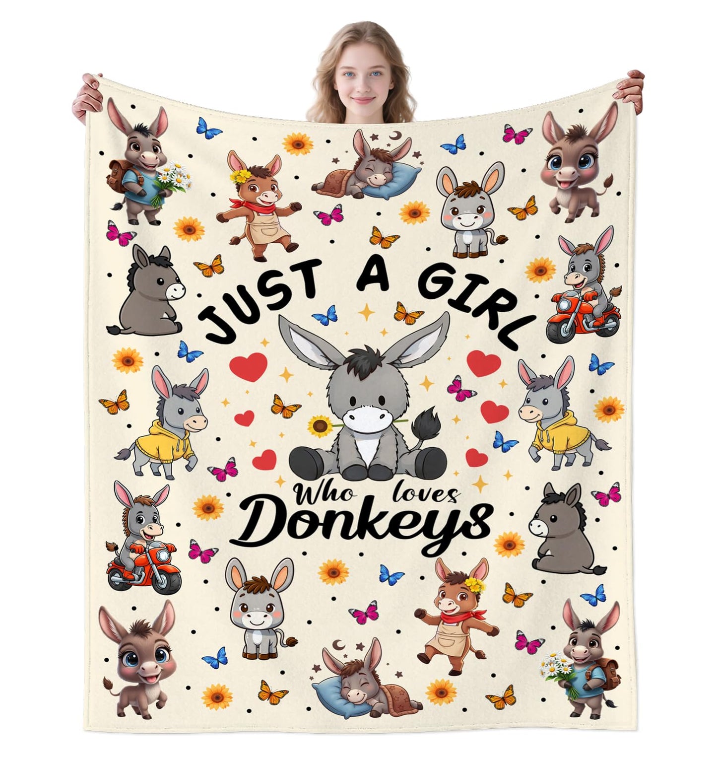 MOUND BOOM Donkey Blanket Gifts for Women Adults,Animal Stuff Plush Just A Girl Who Loves Donkeys Throw Blankets,Donkeys Gifts for Donkey Lovers Girls 50"X40"