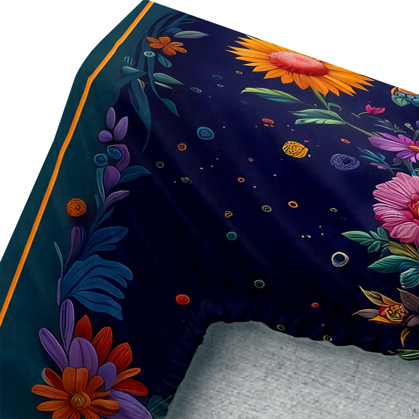 AILONEN Sea Turtle Fitted Sheet Set Twin,Colorful Floral Turtle Bed Sheet Set for Girls Women,Beautiful Flowers Ocean Animal Deep Pocket Sheets with 2 Pillowcases,3-Piece