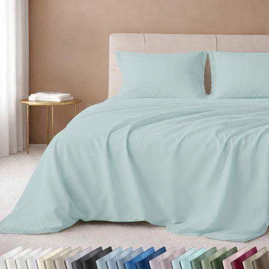 California Design Den 100% Cotton Bed Sheets Full Size Set - 600 Thread Count, Sateen Full Bed Sheets, Deep Pockets with All Around Elastic, Snug Fit, Durable Bedding Set - Aqua