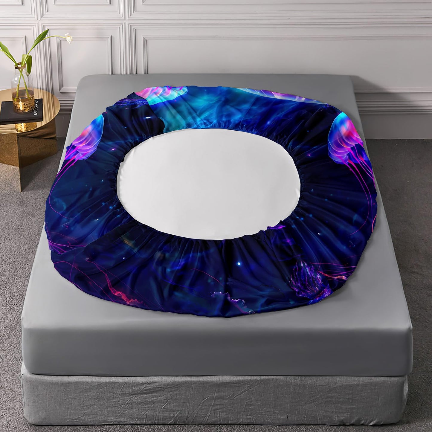 AILONEN Fantasy Jellyfish Bed Sheets Set 3 Pieces Twin Size,Blue Ocean Beautiful Jellyfish Fitted Sheet Set for Teen Boys Girls,Galaxy Sea Theme Bedding Sets for Bedroom Decor with 2 Pillowcases