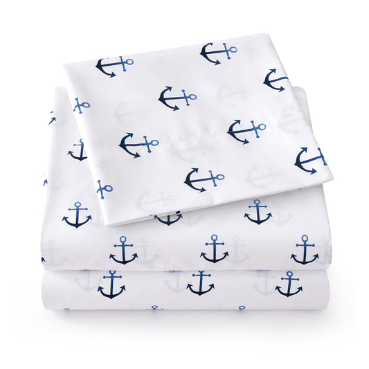 1500 Supreme Kids Bed Sheet Collection - Fun Colorful and Comfortable Boys and Girls Toddler Sheet Sets - Deep Pocket Wrinkle Free Soft and Cozy Bedding - Twin, Anchor