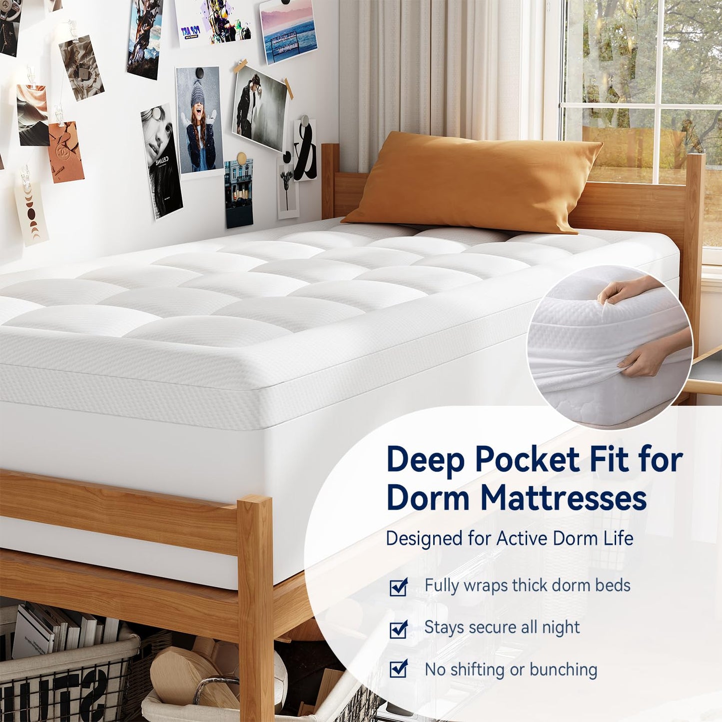 ELEMUSE Twin XL Dorm Dual Layer 3 Inch Memory Foam Mattress Topper for College, Dorm Room Essentials, 2 Inch Cooling Gel Foam and 1 Inch Soft Pillow Top Bed Pad,Back to School Comfortable Support