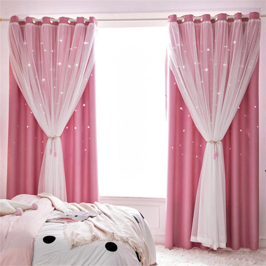 Cute Star Blackout Curtains for Girls Bedroom, Princess Curtains, W40X L63