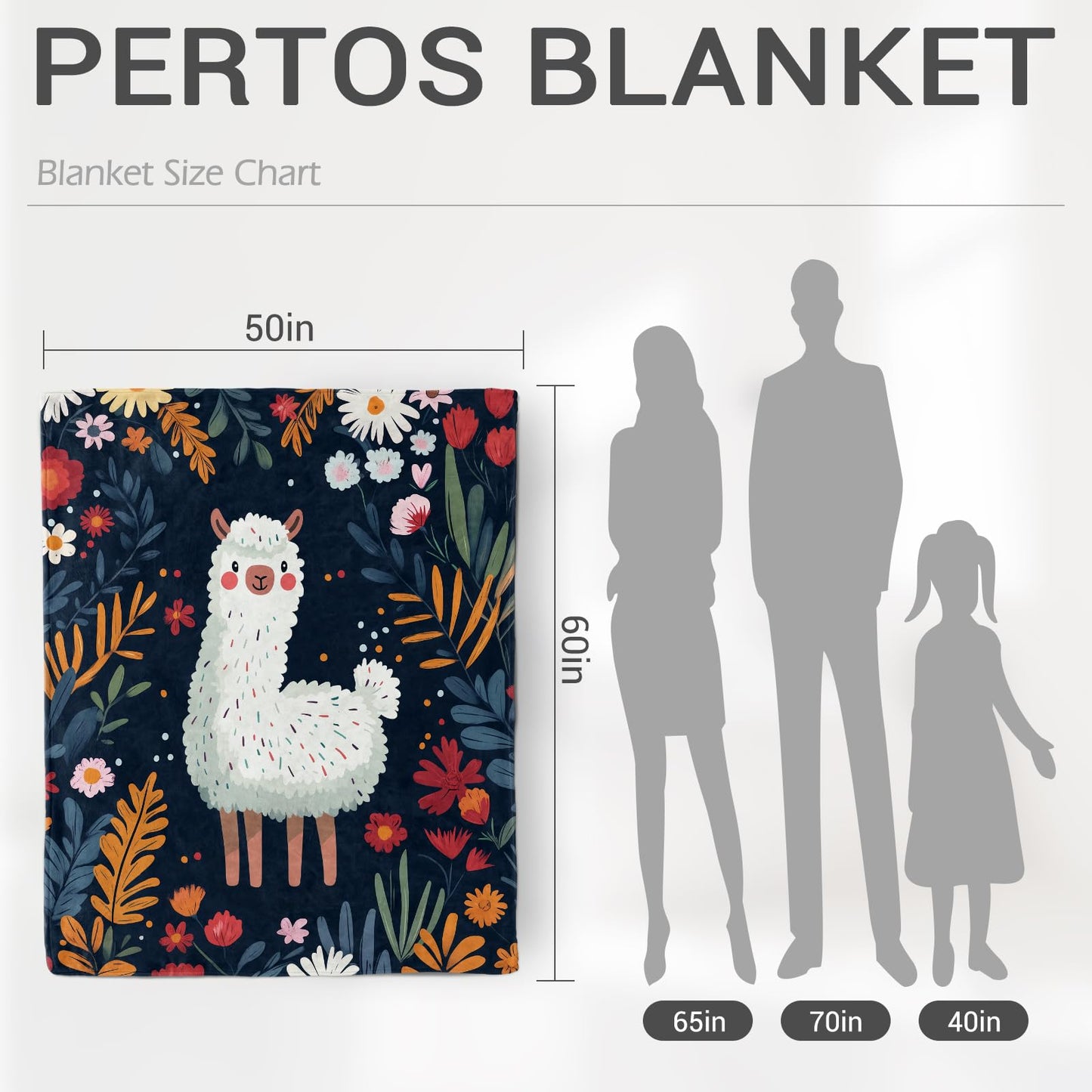 Jekeno Llama Blanket Gifts for Women Girls Mom Sister Friends Birthday Valentines Christmas Animal Alpaca Floral Flower Print Present Decor Home Sofa Couch Soft Cozy Plush Throw for Kids Adult 50"x60"