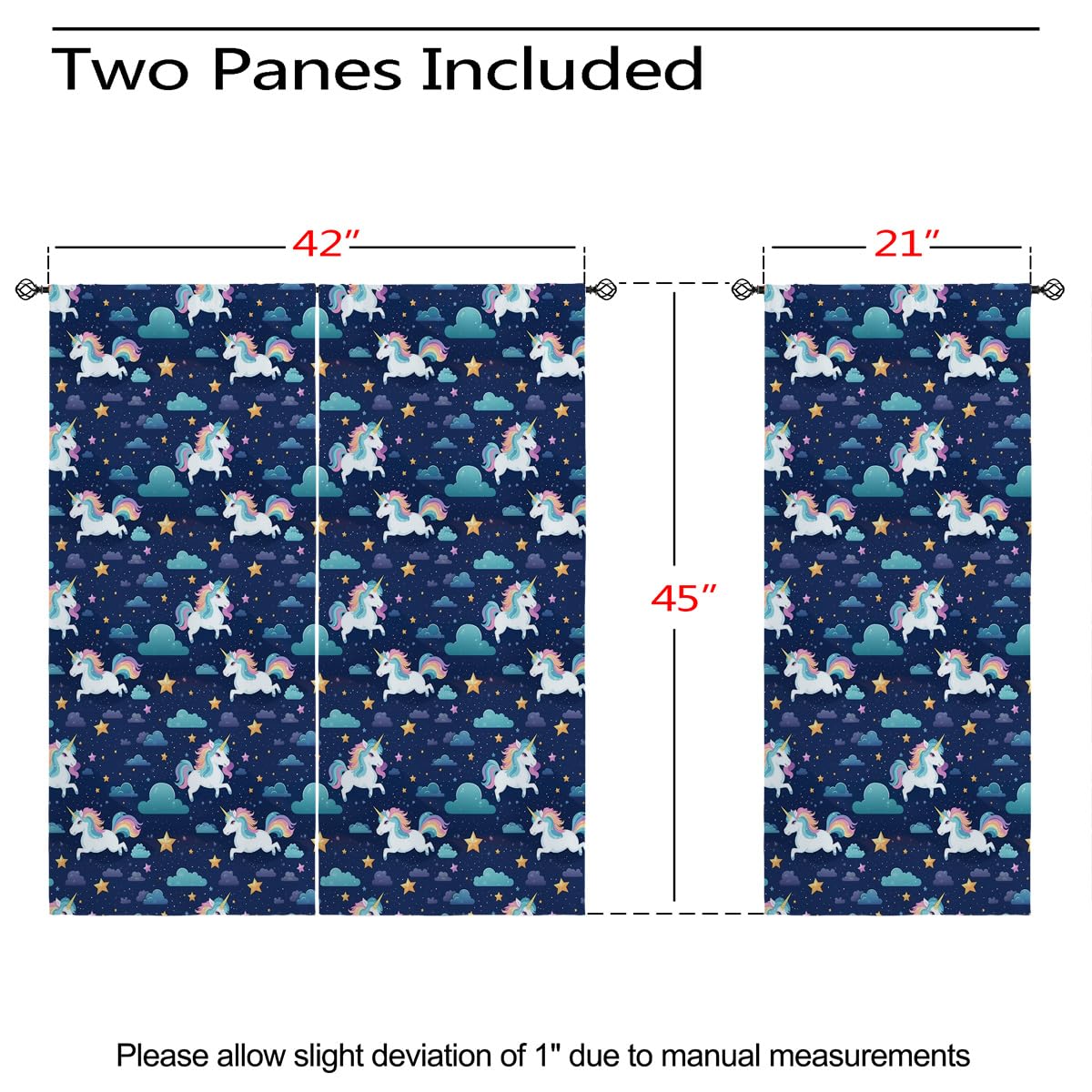 Cute Unicorn Blackout Curtains for Girls Boys Kids Home Decor, Fantasy Cartoon Unicorn Stars Clouds Grommet Thermal Insulated Drapes Darkening Window Curtain for Bedroom Living Room, 42 x 45 Inch