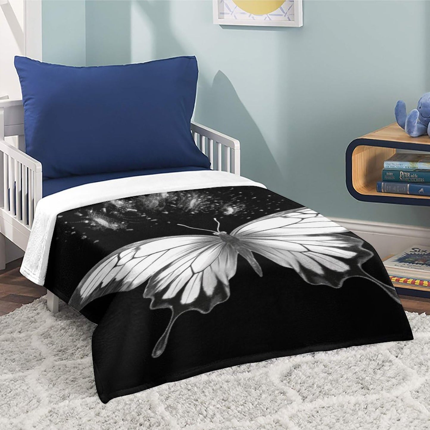 Joyidec Black White Butterfly Super Soft Winter Comfy Throw Blanket Flannel Fleece Lightweight Blanket for Couch Car Bed 50x60 in