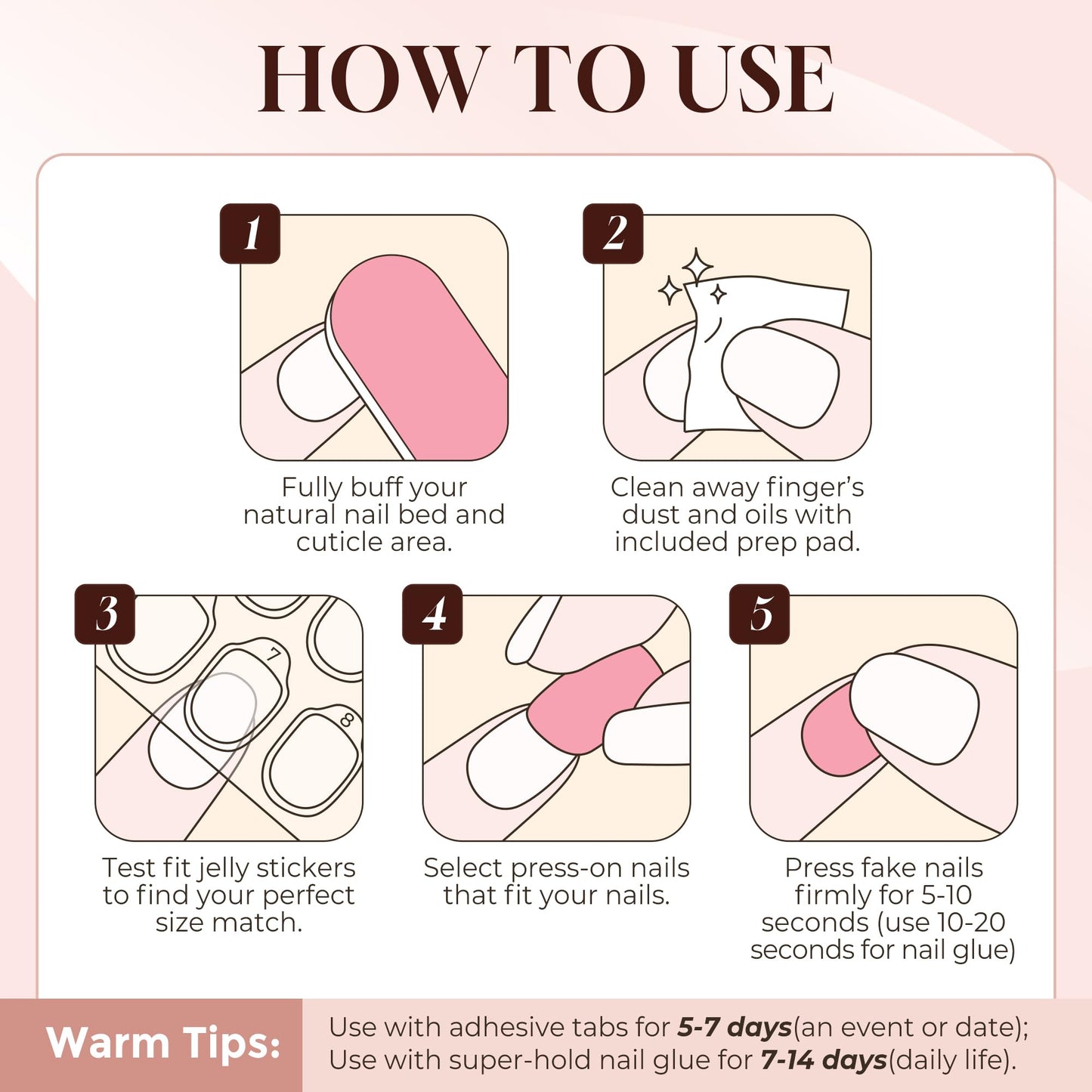 UNA GELLA Chrome Nude Press On Nails: Short Square Soft Gel Press Ons Kit with Nail Tips Glue on Nails, 16 Sizes - 32 Reusable Chrome Holographic Fake Nails Kit, Nude Pink