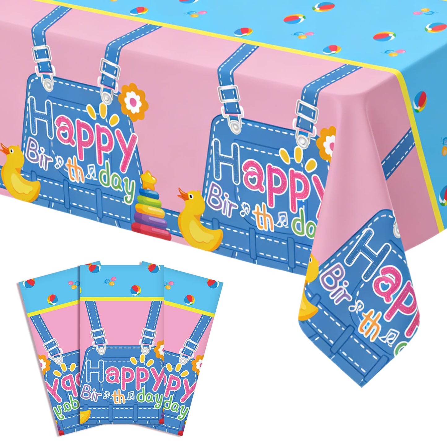 Fufuddz 3 pcs English Teacher Birthday Tablecloth, Cartoon Teacher Plastic Tablecloths, 54inch x 108inch Party Tablecovers for Fans Girls Boys Kids Birthday Classroom Decor Birthday Party Supplies