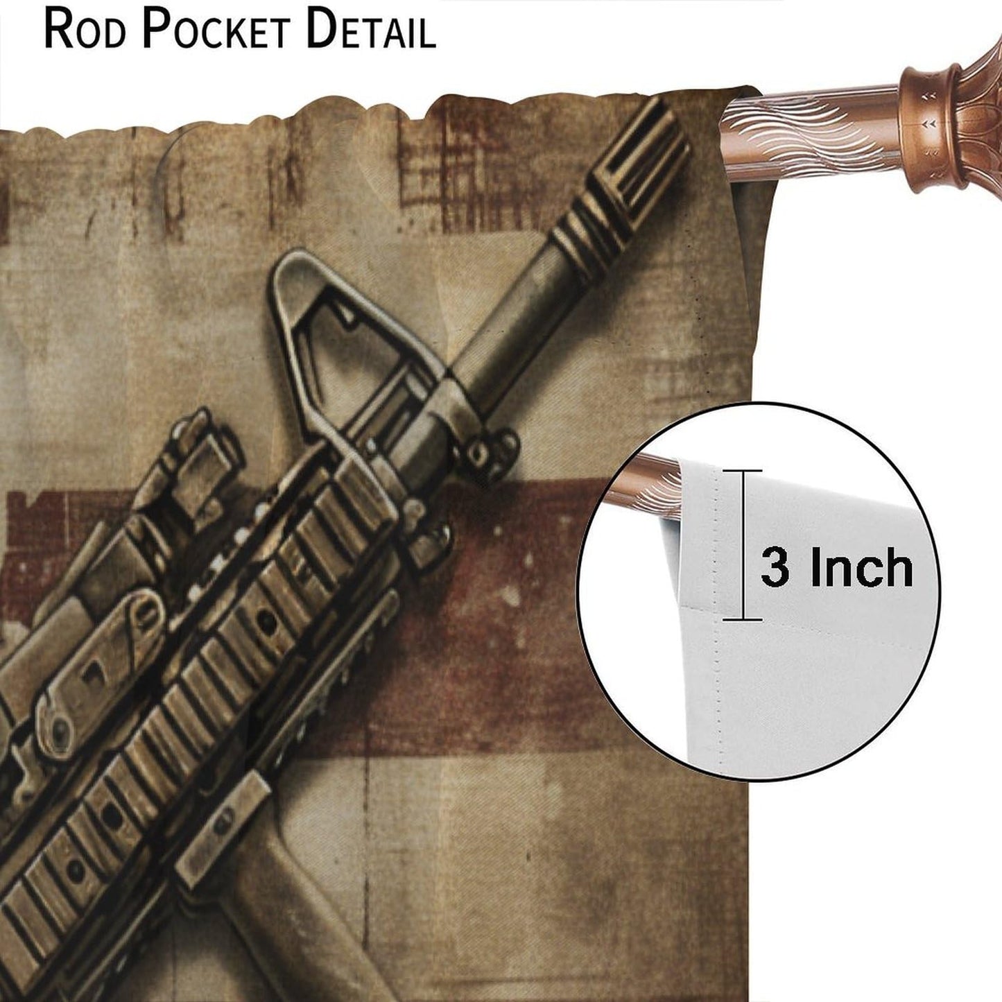 TOWINSFB Gun USA Flag Blackout Curtains for Bedroom Living Room, American Flag Patriotic Military Thermal Insulated Room Darkening Curtain- 2 Panels 45" L x 42" W