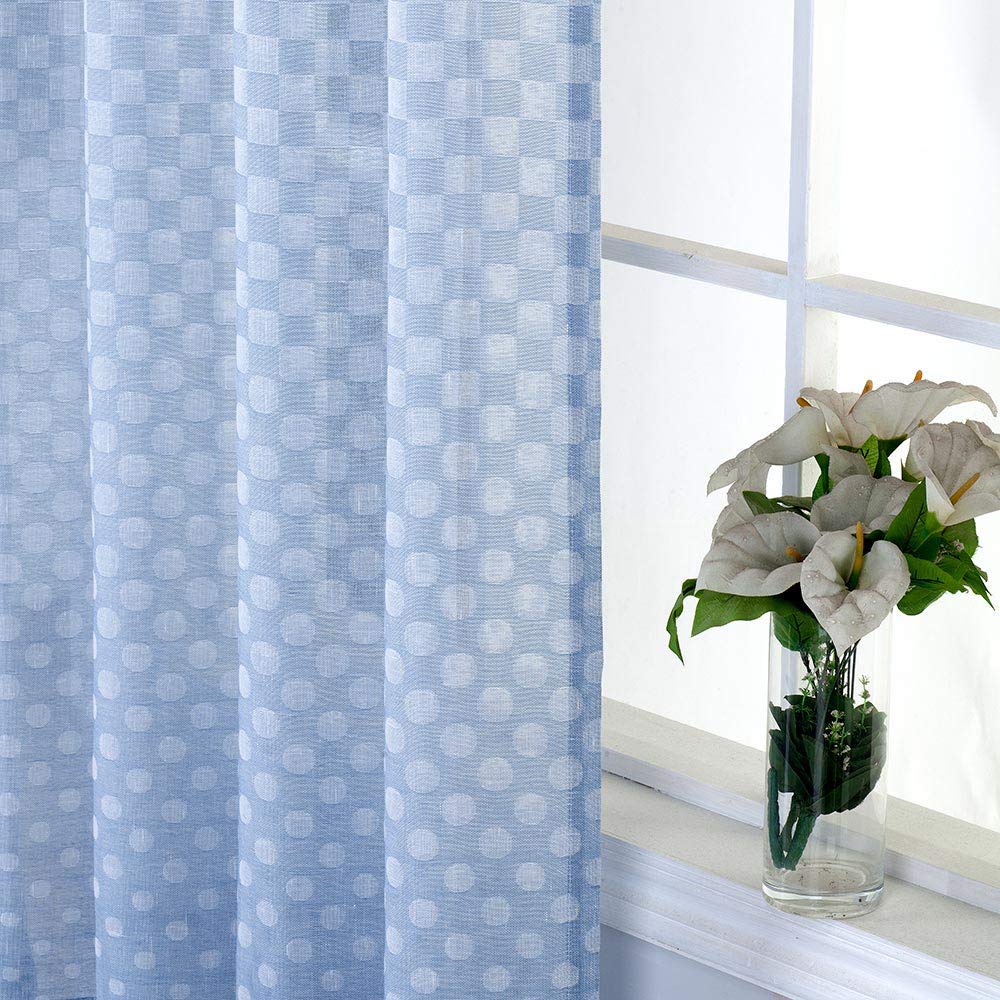 Everyday Celebration Linen Polka Dot Sheer Window Curtains, Ombre Semi Sheer Curtains 100% Full Lenght Window Drapes, Grommet Curtains & Drapes (Sky Blue), 52" W X 84" H, 1 Panel