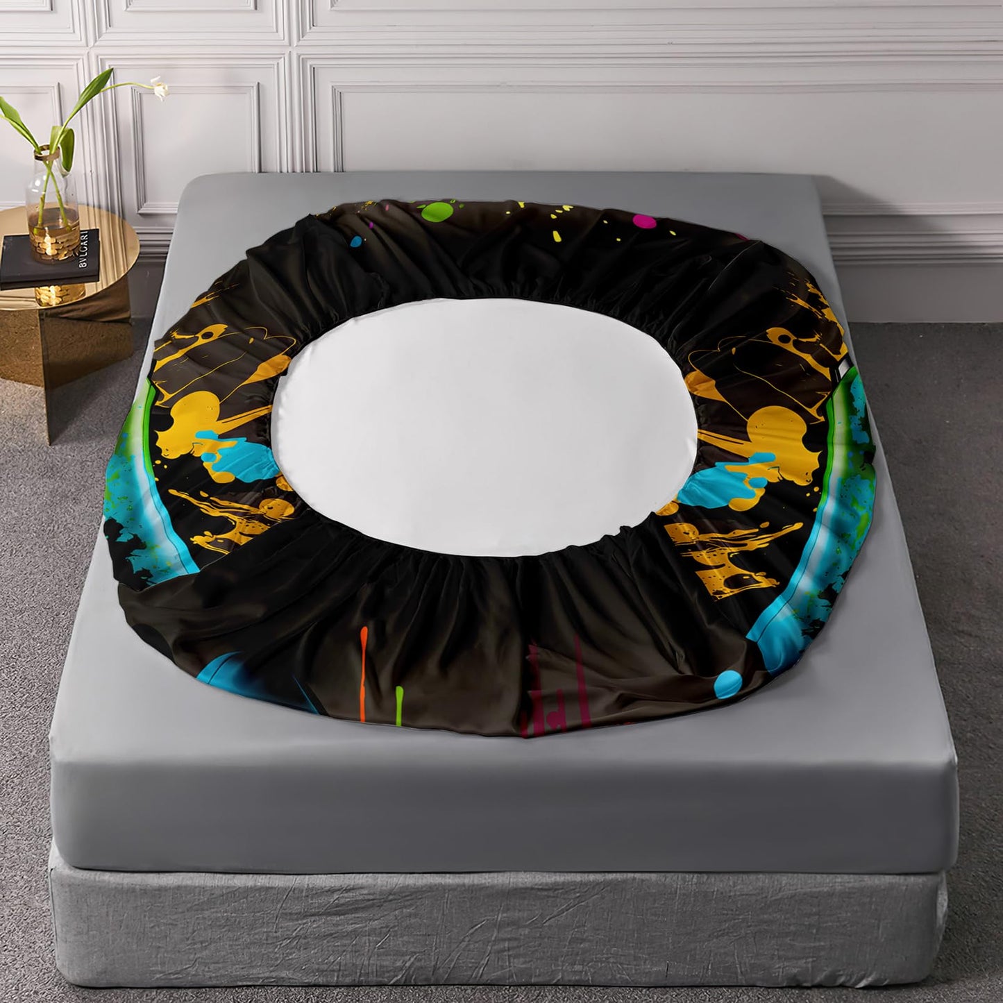 AILONEN Gaming Gamer Bedding Sheets Full Size,Graffiti Hip Hop Video Game Controller Gamepad Fitted Sheet with 2 Pillowcases,3Pcs